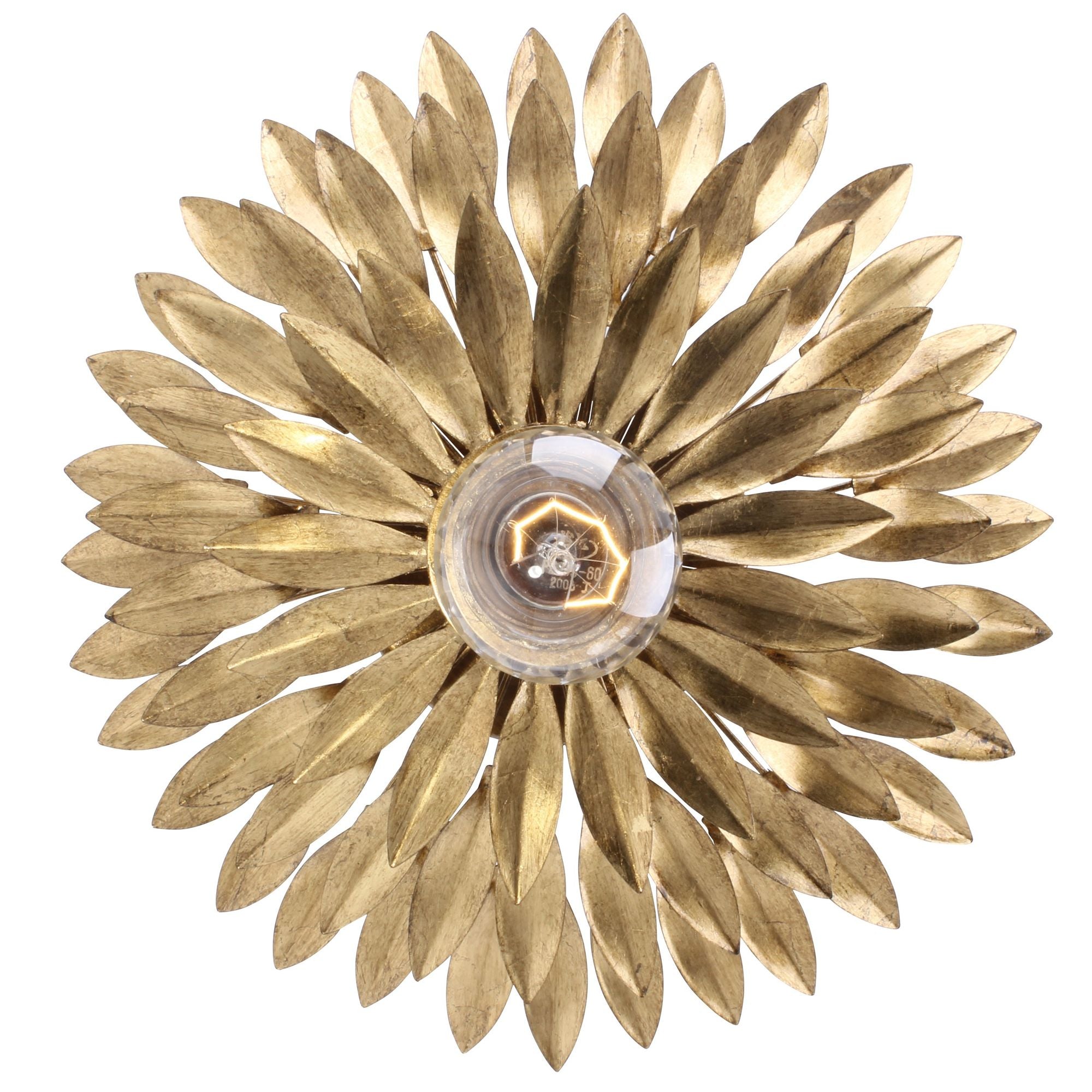 Broche 1 Light Antique Gold Flush Mount 11"W x 3.5"H x 11"D
