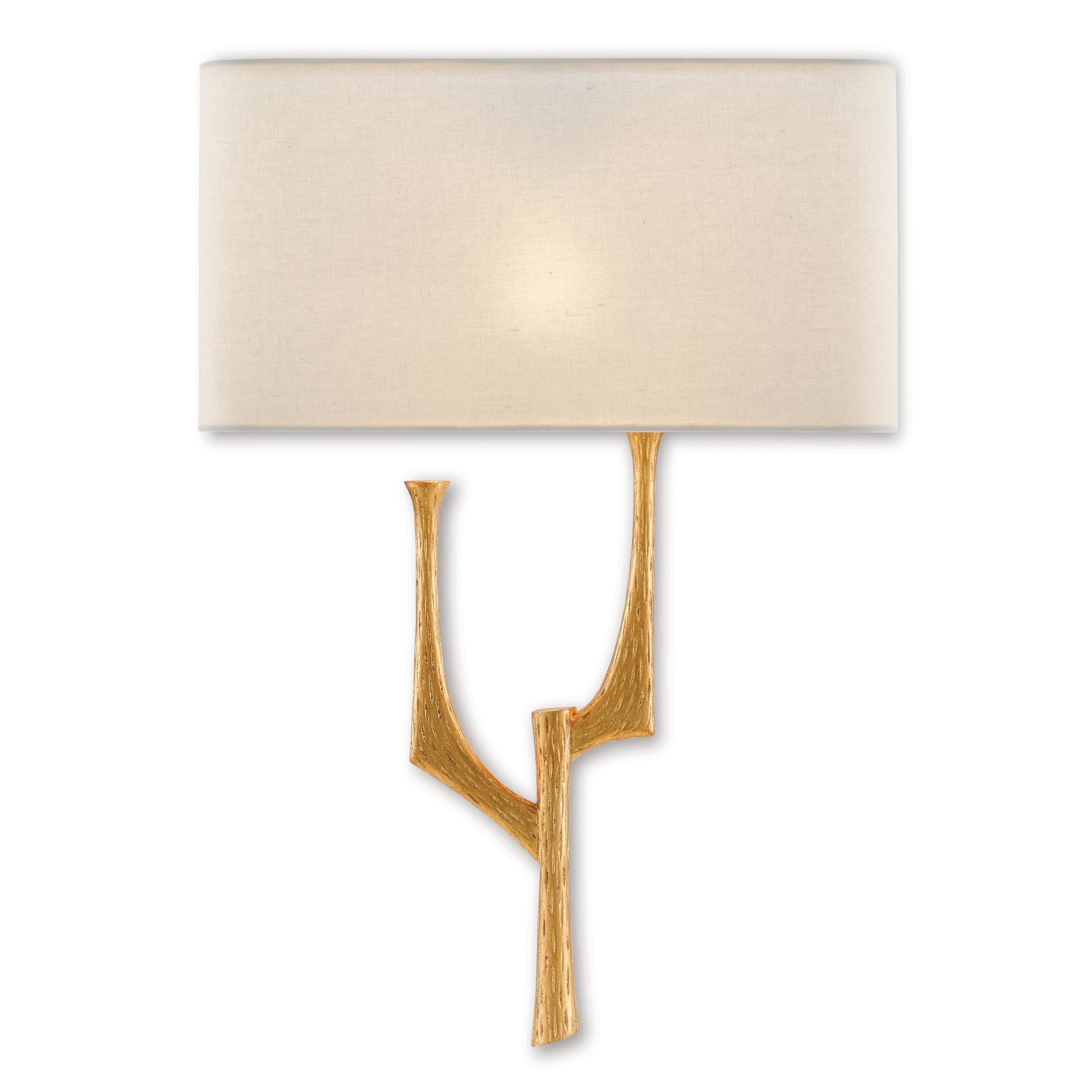 Bodnant Gold Wall Sconce, White Shade, Right - Antique Gold Leaf