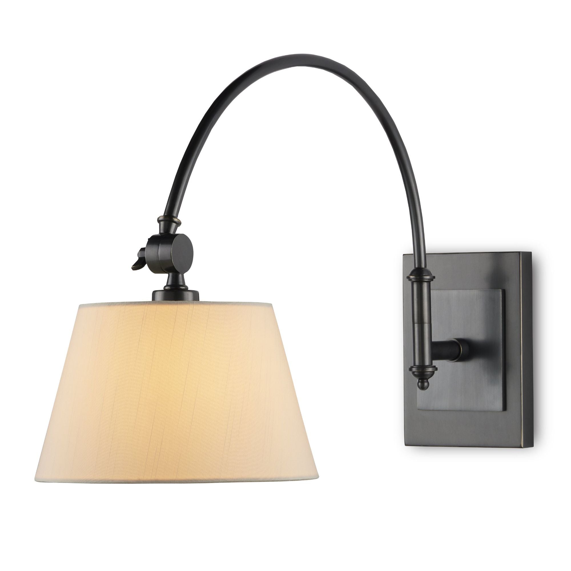 Ashby Bronze Swing-Arm Wall Sconce, White Shade - Oil Rubbed Bronze