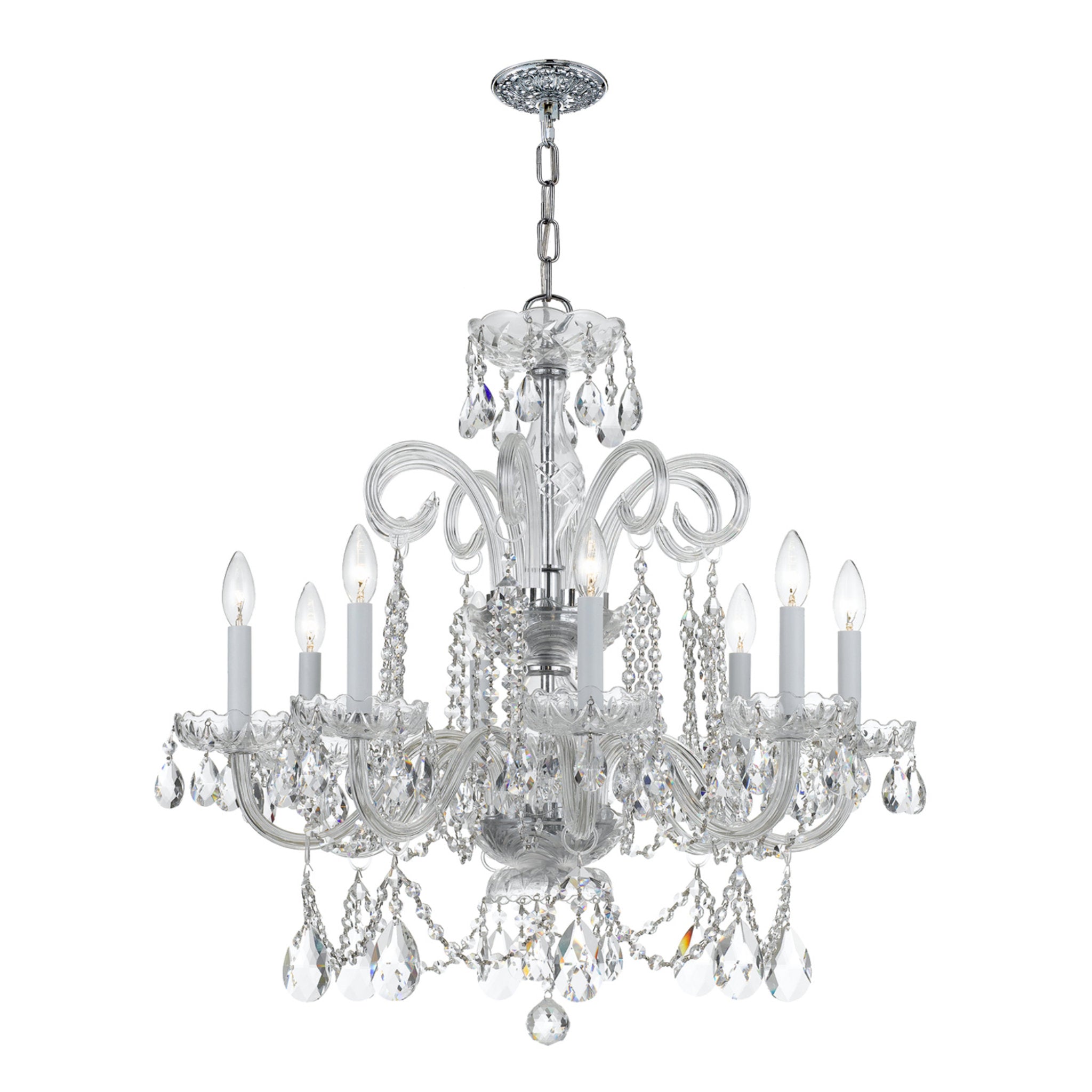 Traditional Crystal 27'' Hand Cut Crystal Polished Chrome Chandelier Silver 27"W x 27"H x 27"D