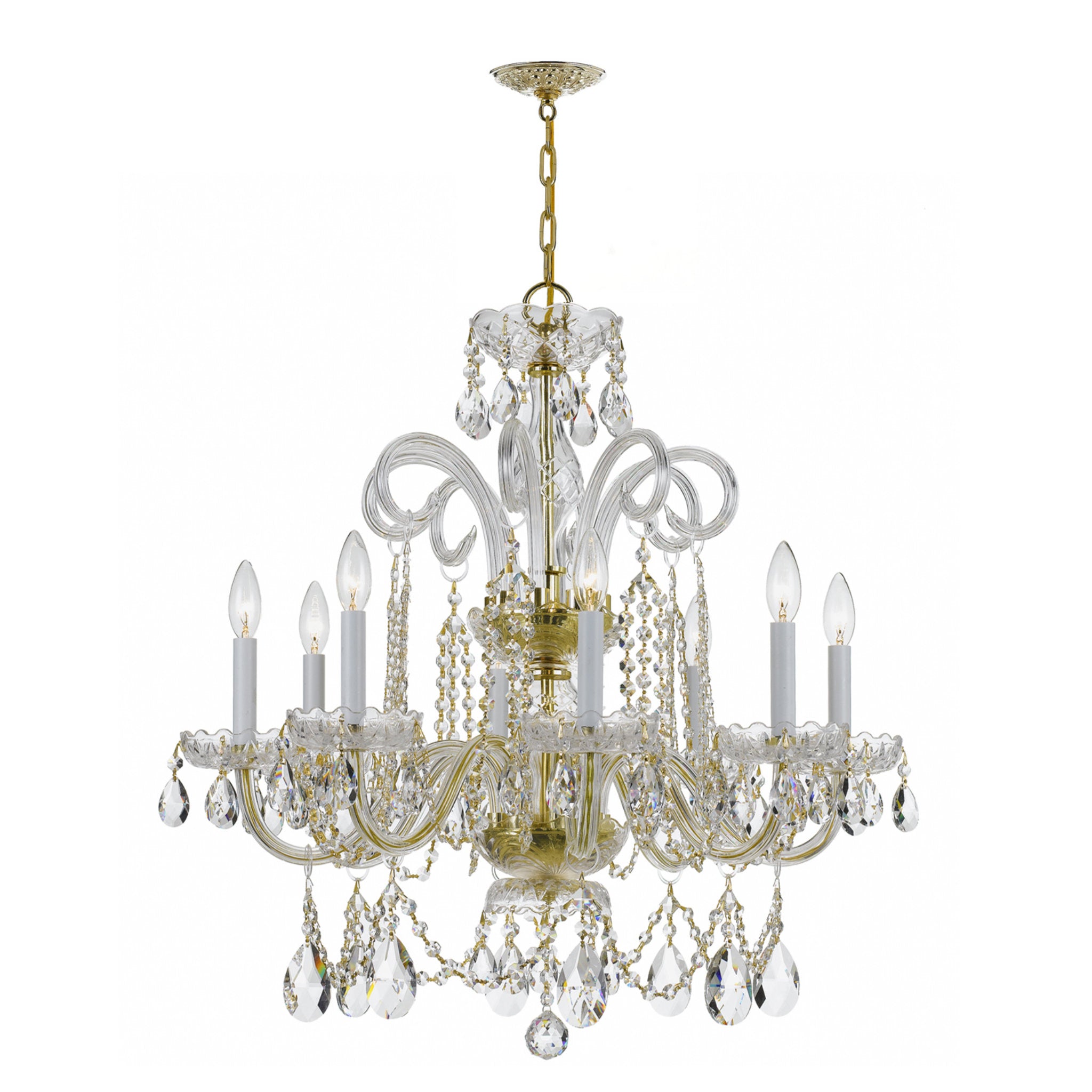 Traditional Crystal 27'' Hand Cut Crystal Polished Brass Chandelier Gold 27"W x 27"H x 27"D