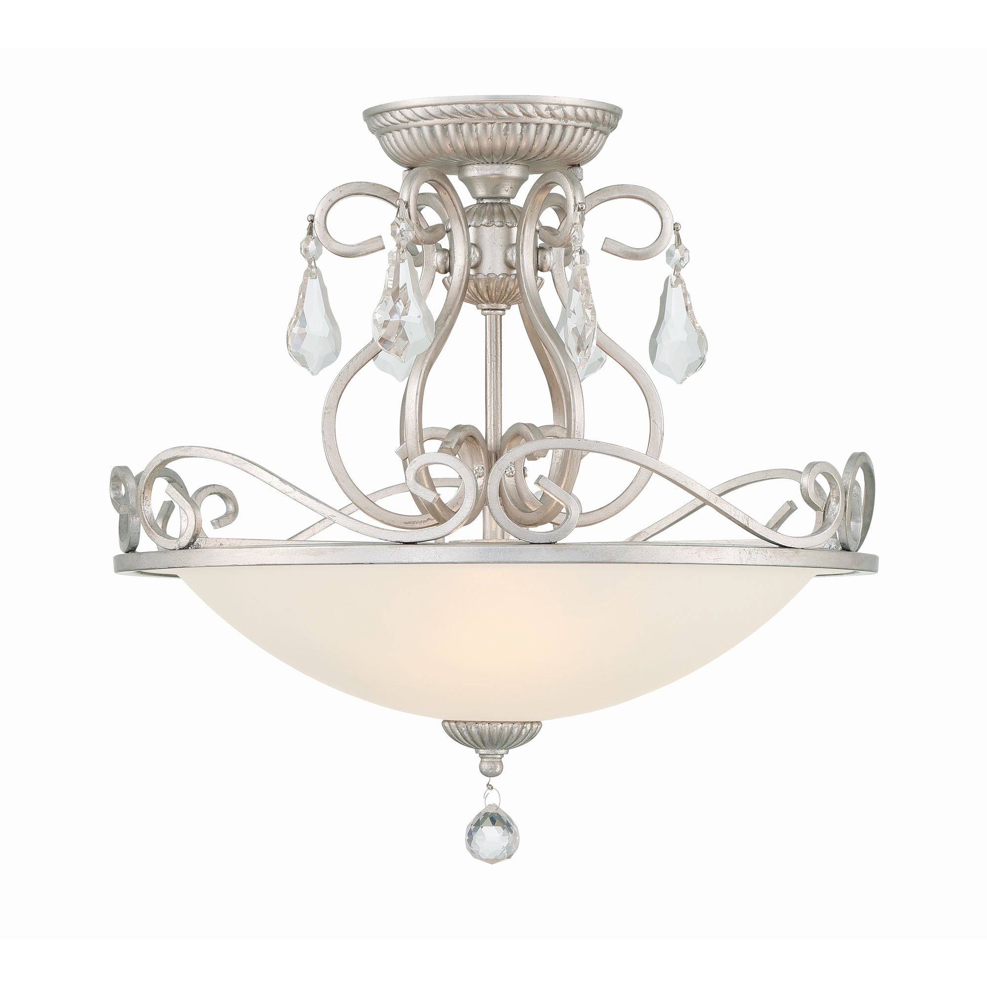 Ashton 16.5'' Hand Cut Crystal Olde Silver Semi Flush Mount Silver 16.5"W x 16.25"H x 16.5"D