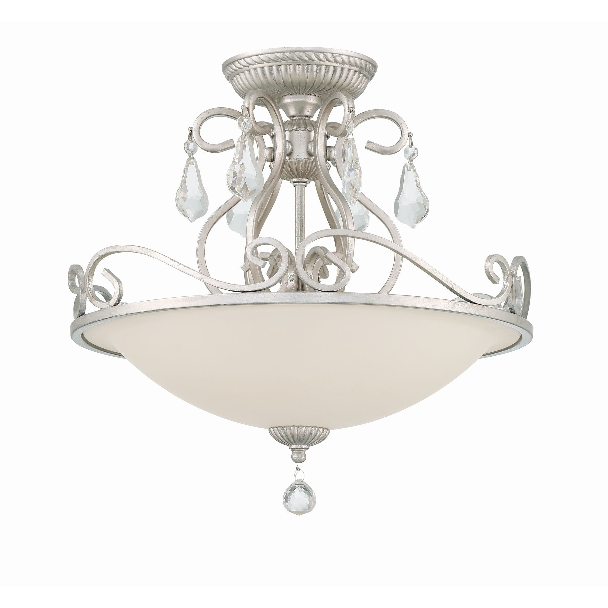Ashton 16.5'' Hand Cut Crystal Olde Silver Semi Flush Mount Silver 16.5"W x 16.25"H x 16.5"D