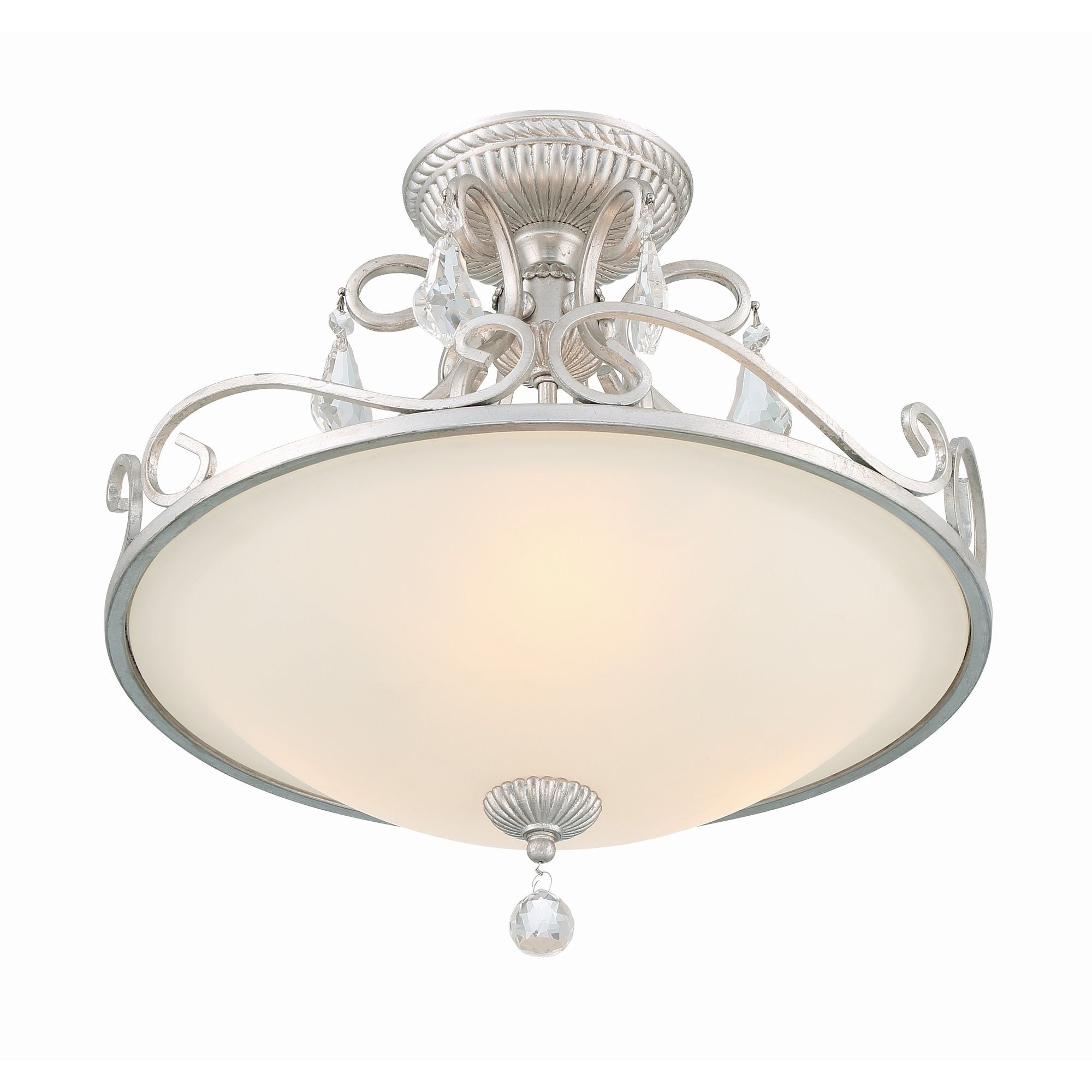 Ashton 16.5'' Hand Cut Crystal Olde Silver Semi Flush Mount Silver 16.5"W x 16.25"H x 16.5"D