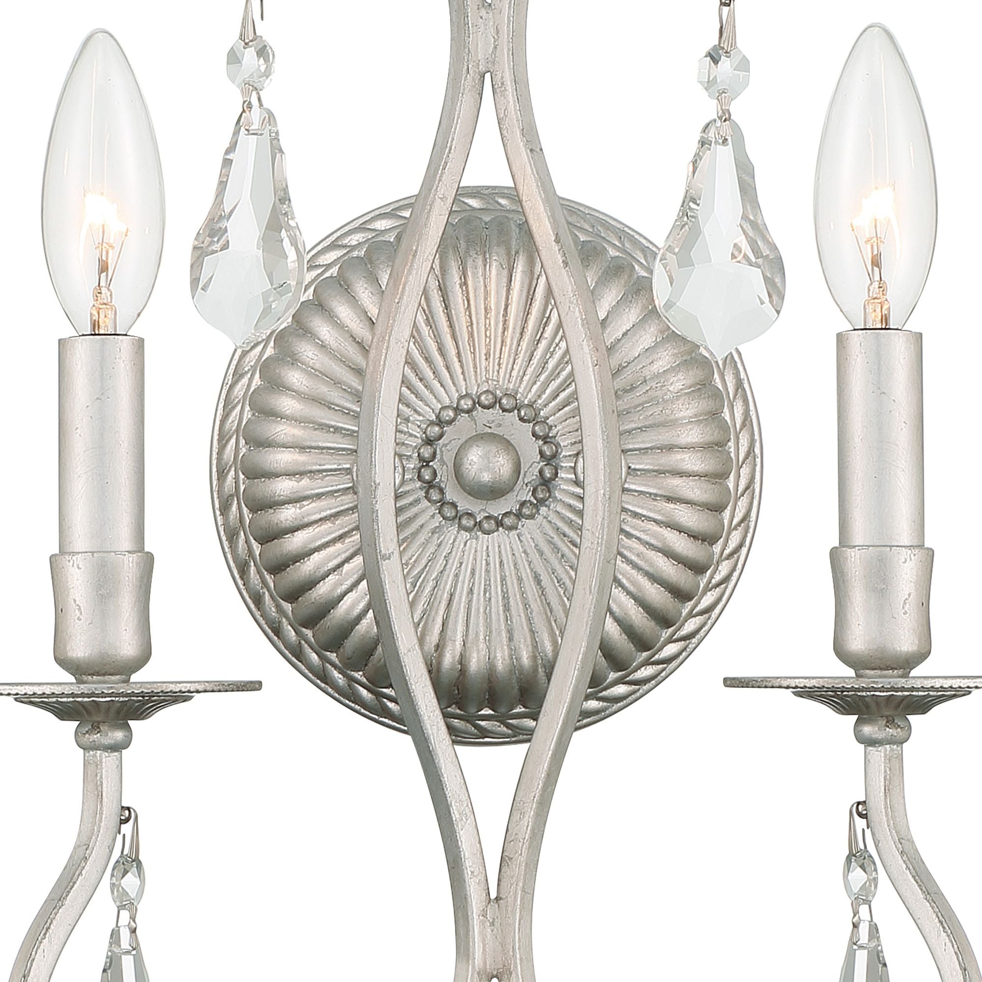 Ashton 2 Light Hand Cut Crystal Olde Silver Sconce Hand Cut Crystal 10.5"W x 18.25"H x 6"D