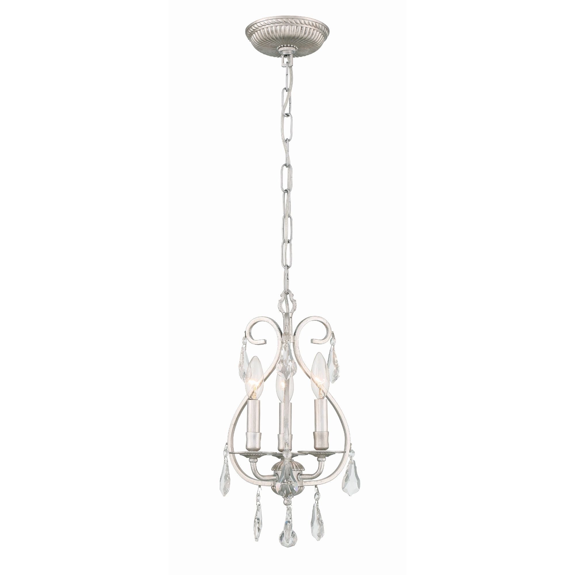 Ashton 10'' Hand Cut Crystal Olde Silver Chandelier Silver 10"W x 17"H x 10"D