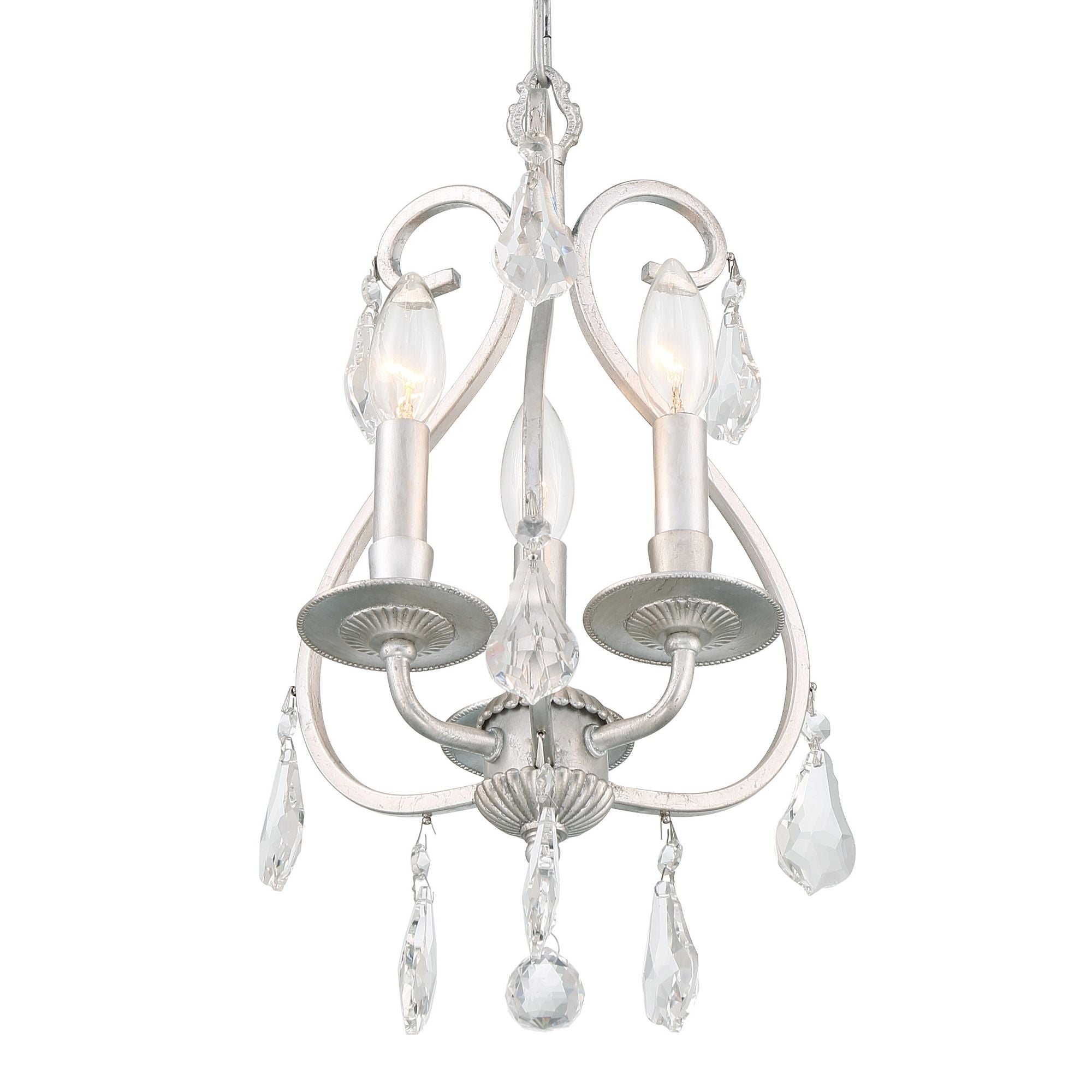 Ashton 10'' Hand Cut Crystal Olde Silver Chandelier Silver 10"W x 17"H x 10"D