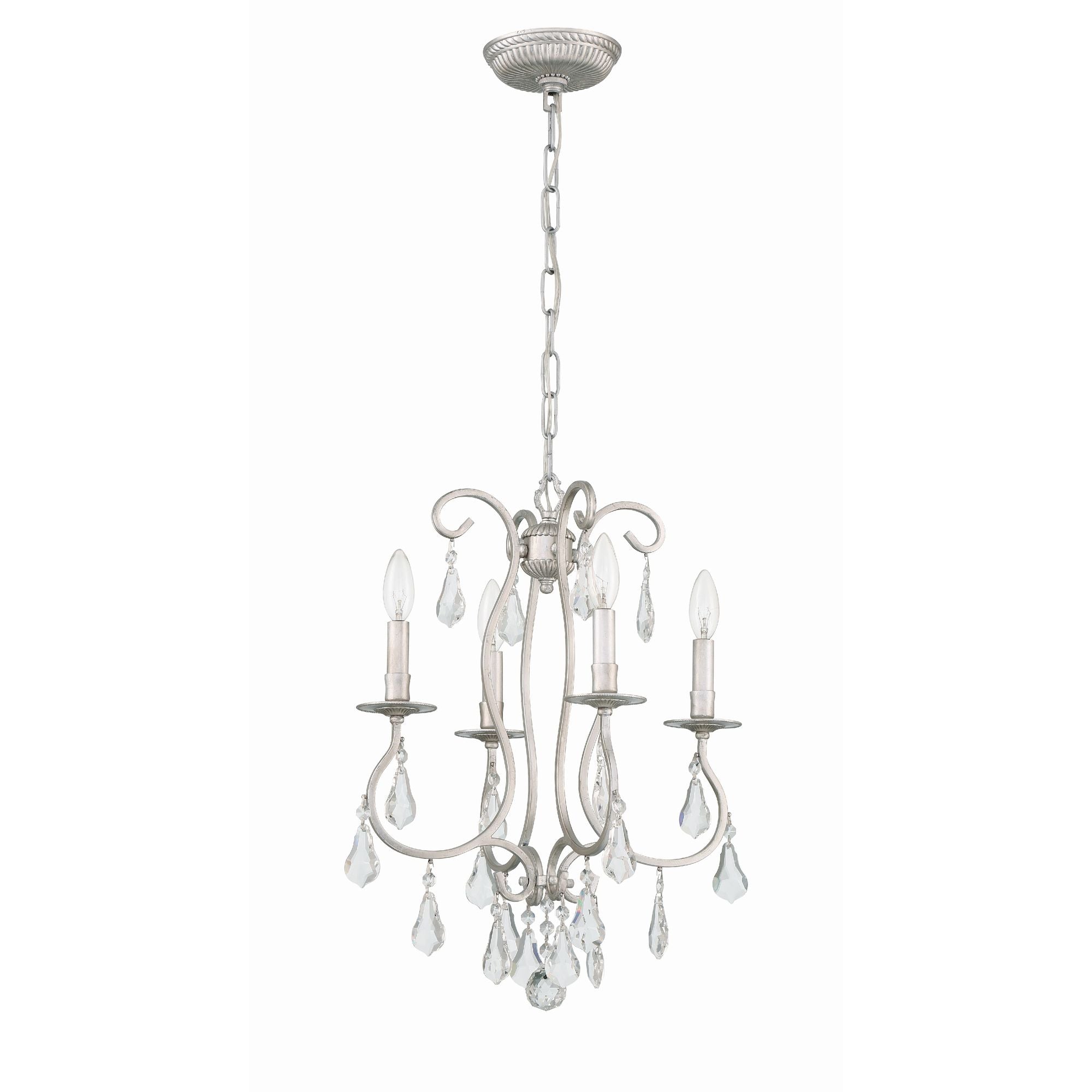 Ashton 16'' Hand Cut Crystal Olde Silver Chandelier Silver 16"W x 20.5"H x 16"D