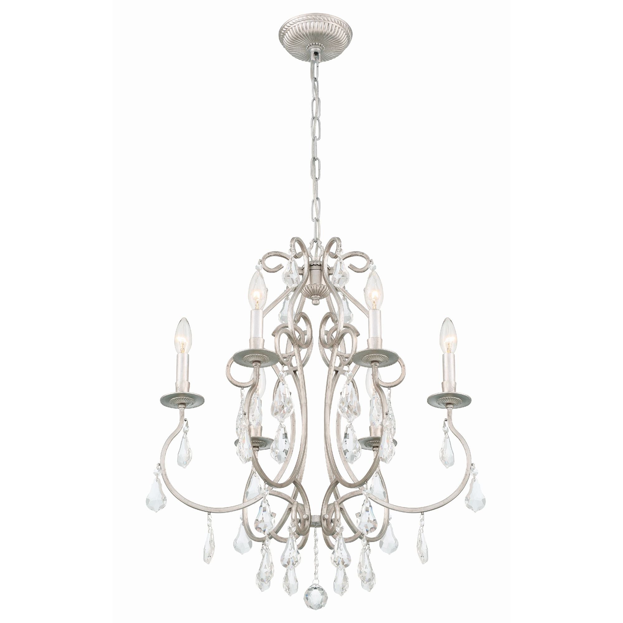 Ashton 21.5'' Hand Cut Crystal Olde Silver Chandelier Silver 21.5"W x 27"H x 21.5"D