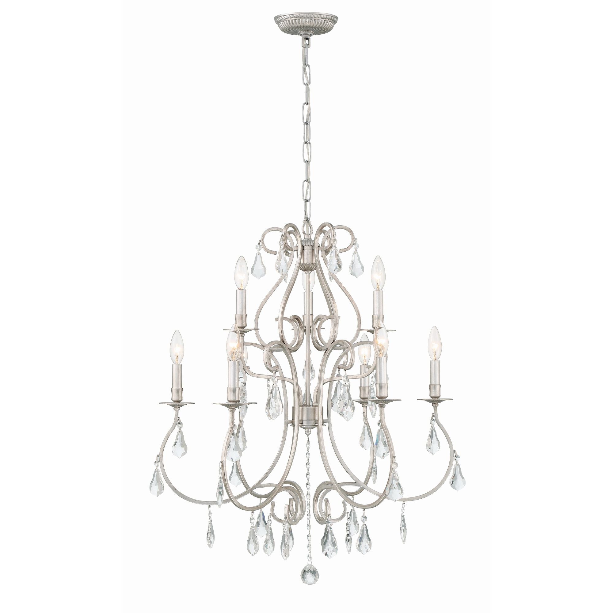 Ashton 25.5'' Hand Cut Crystal Olde Silver Chandelier Silver 25.5"W x 31"H x 25.5"D