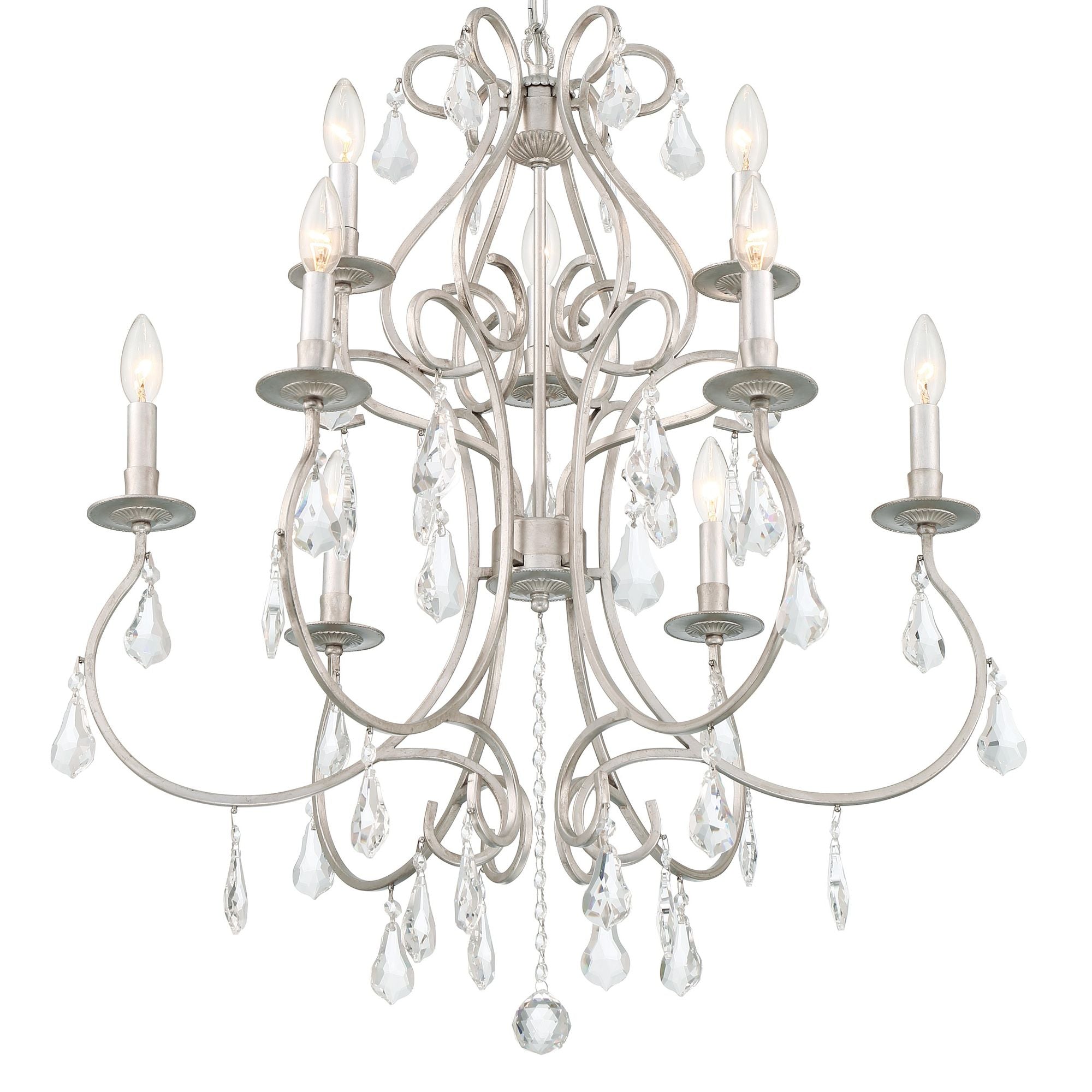 Ashton 25.5'' Hand Cut Crystal Olde Silver Chandelier Silver 25.5"W x 31"H x 25.5"D