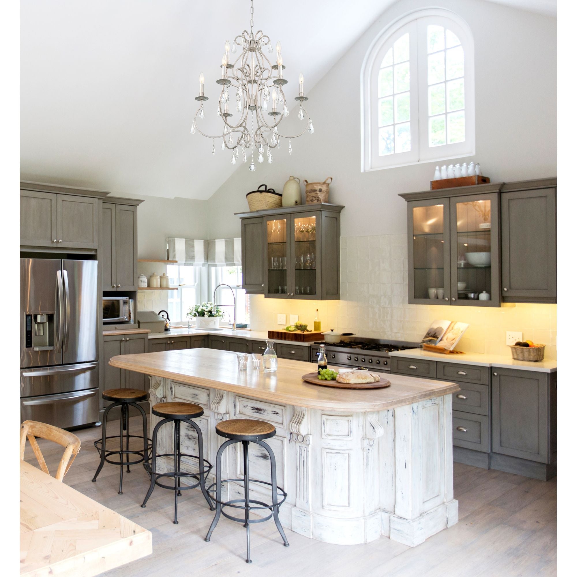 Ashton 25.5'' Hand Cut Crystal Olde Silver Chandelier Silver 25.5"W x 31"H x 25.5"D