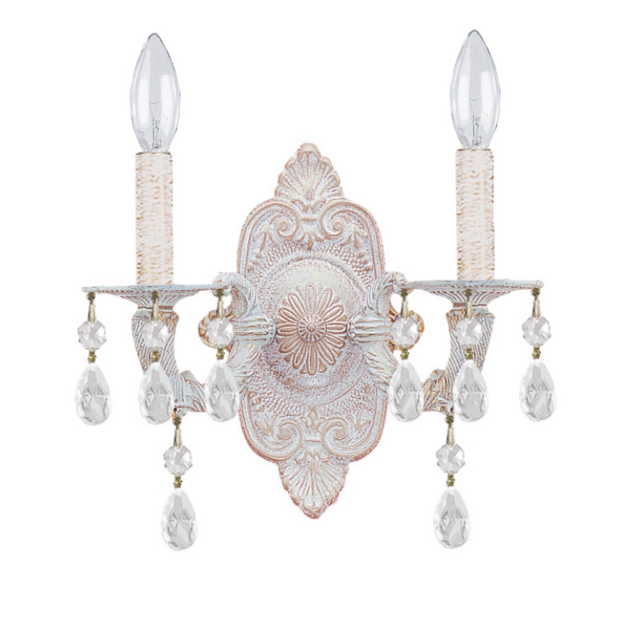 Paris Market 10'' Swarovski Strass Crystal Antique White Sconce White 10"W x 9.5"H x 5"D