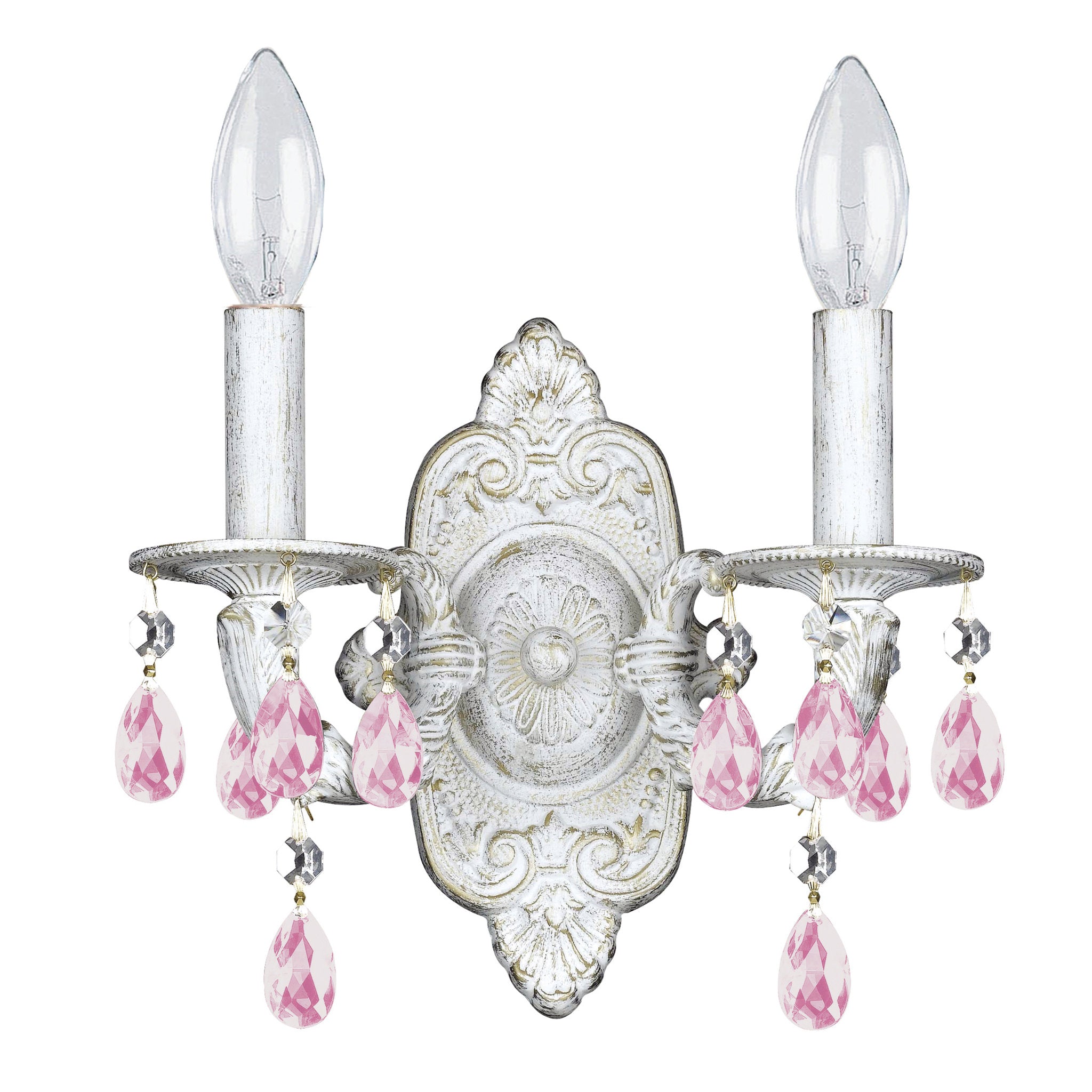 Paris Market 10'' Rose Crystal Antique White Sconce White 10"W x 9.5"H x 5"D