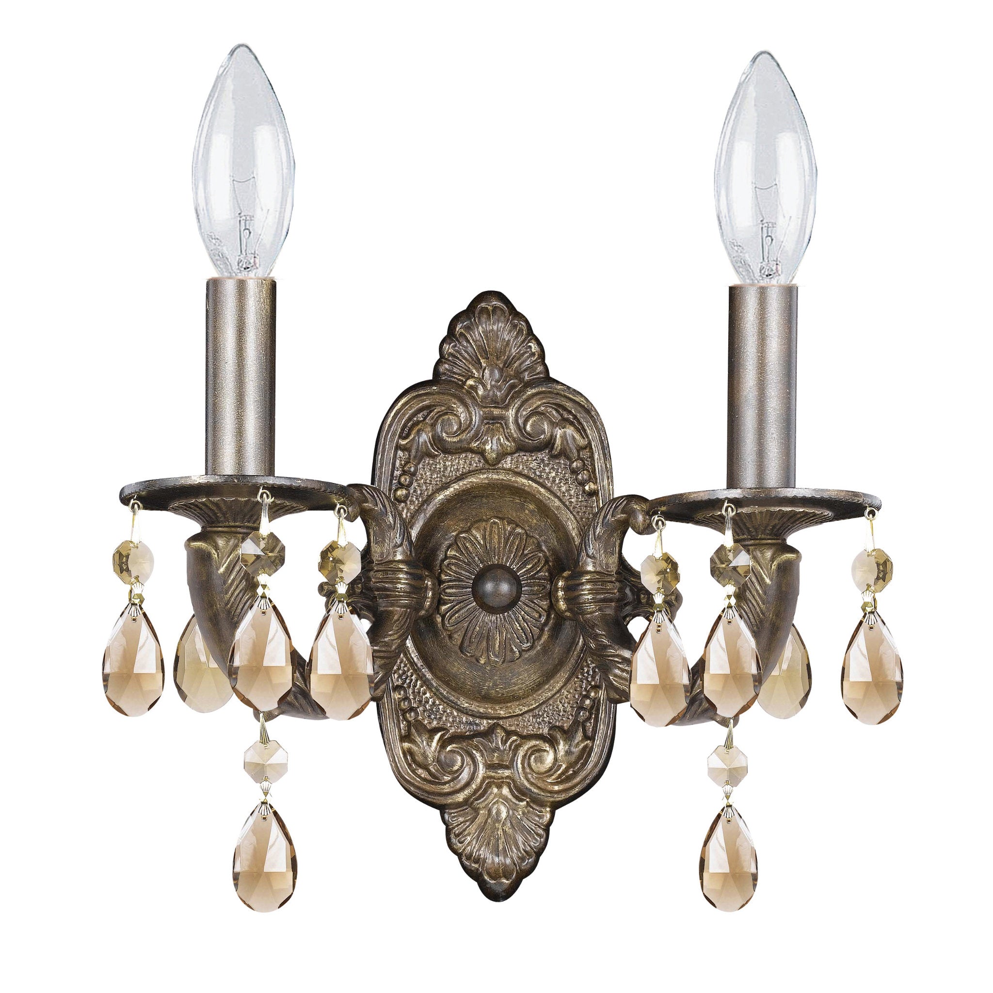 Paris Market 10'' Golden Teak Hand Cut Crystal Venetian Bronze Sconce Bronze 10"W x 9.5"H x 5"D