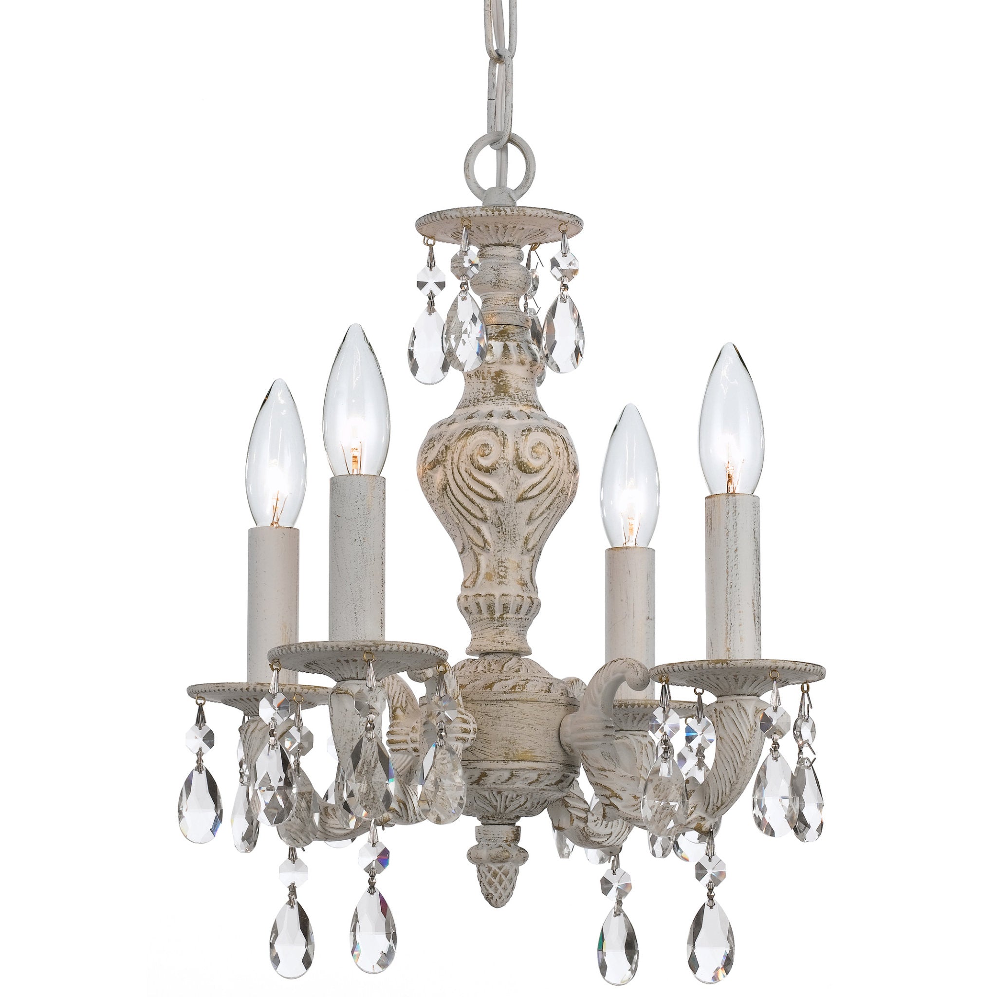 Crystorama 5024-AW-CL-S Paris Market 4 Light Swarovski Spectra Crystal White Mini Chandelier