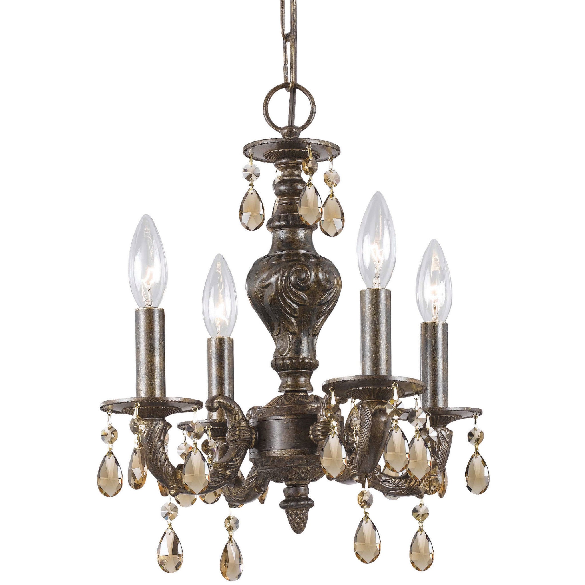 Paris Market 13.5'' Golden Teak Hand Cut Crystal Venetian Bronze Chandelier Bronze 13.5"W x 15"H x 13.5"D