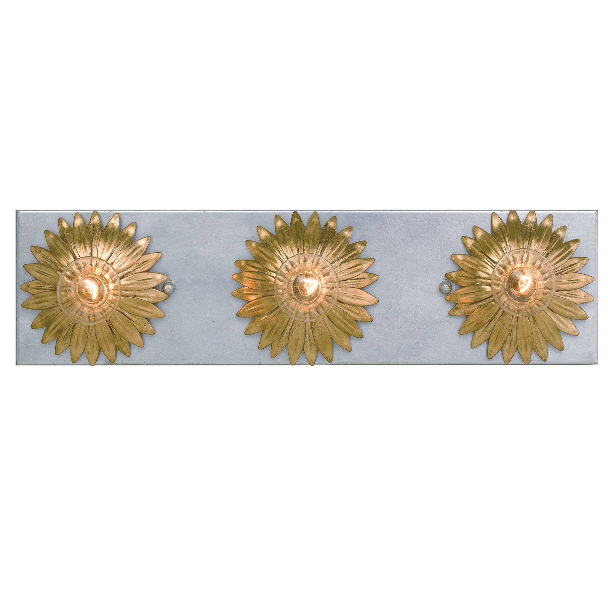Broche 3 Light Antique Gold + Antique Silver Bathroom Vanity 18"W x 4.5"H x 5.5"D