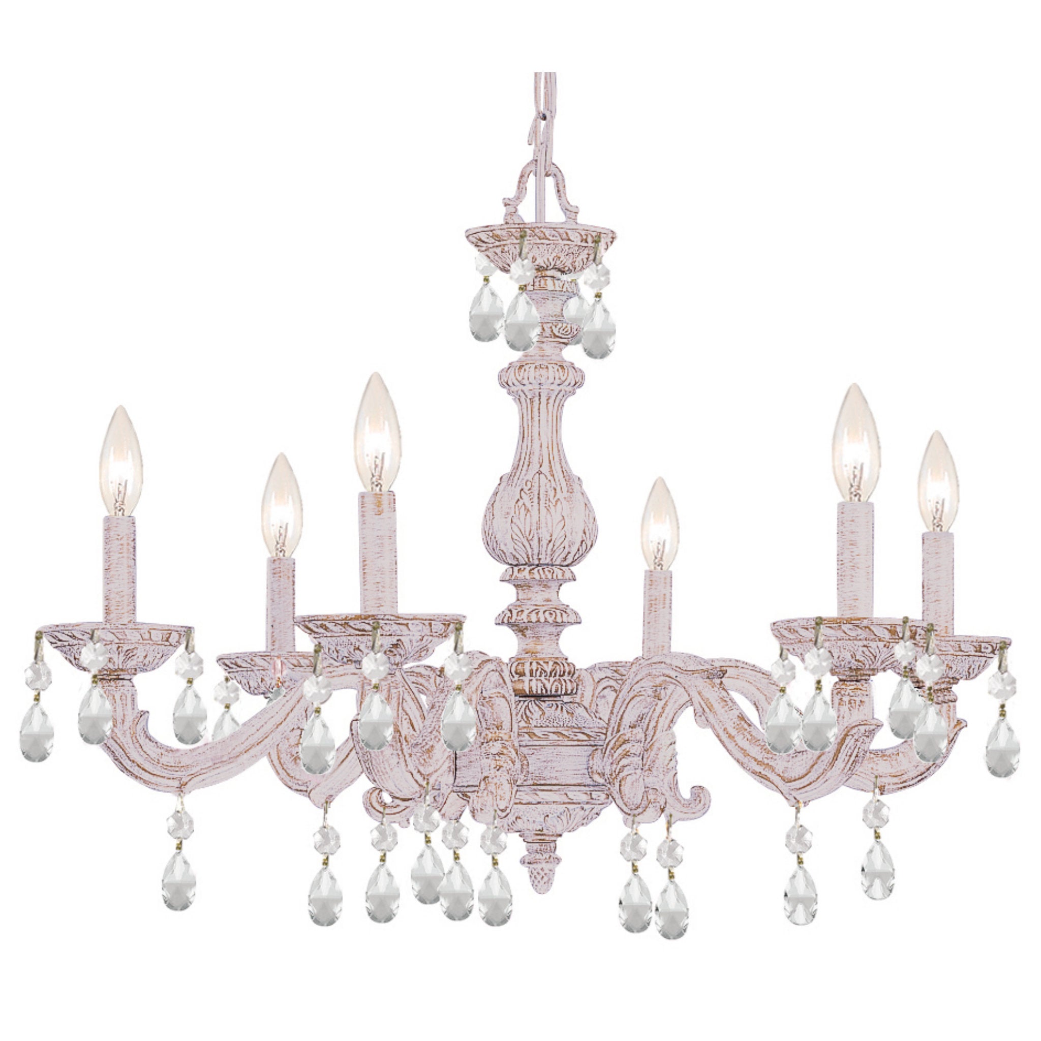 Paris Market 28'' Hand Cut Crystal Antique White Chandelier White 28"W x 21"H x 28"D