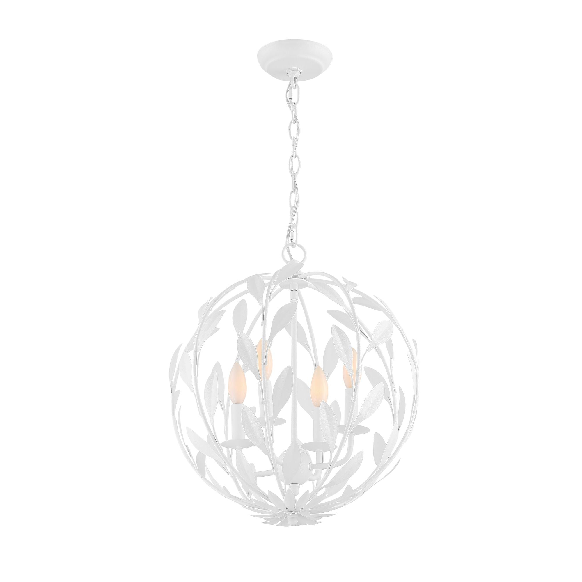 Broche 4 Light Matte White Mini Chandelier 16"W x 18.75"H x 16"D