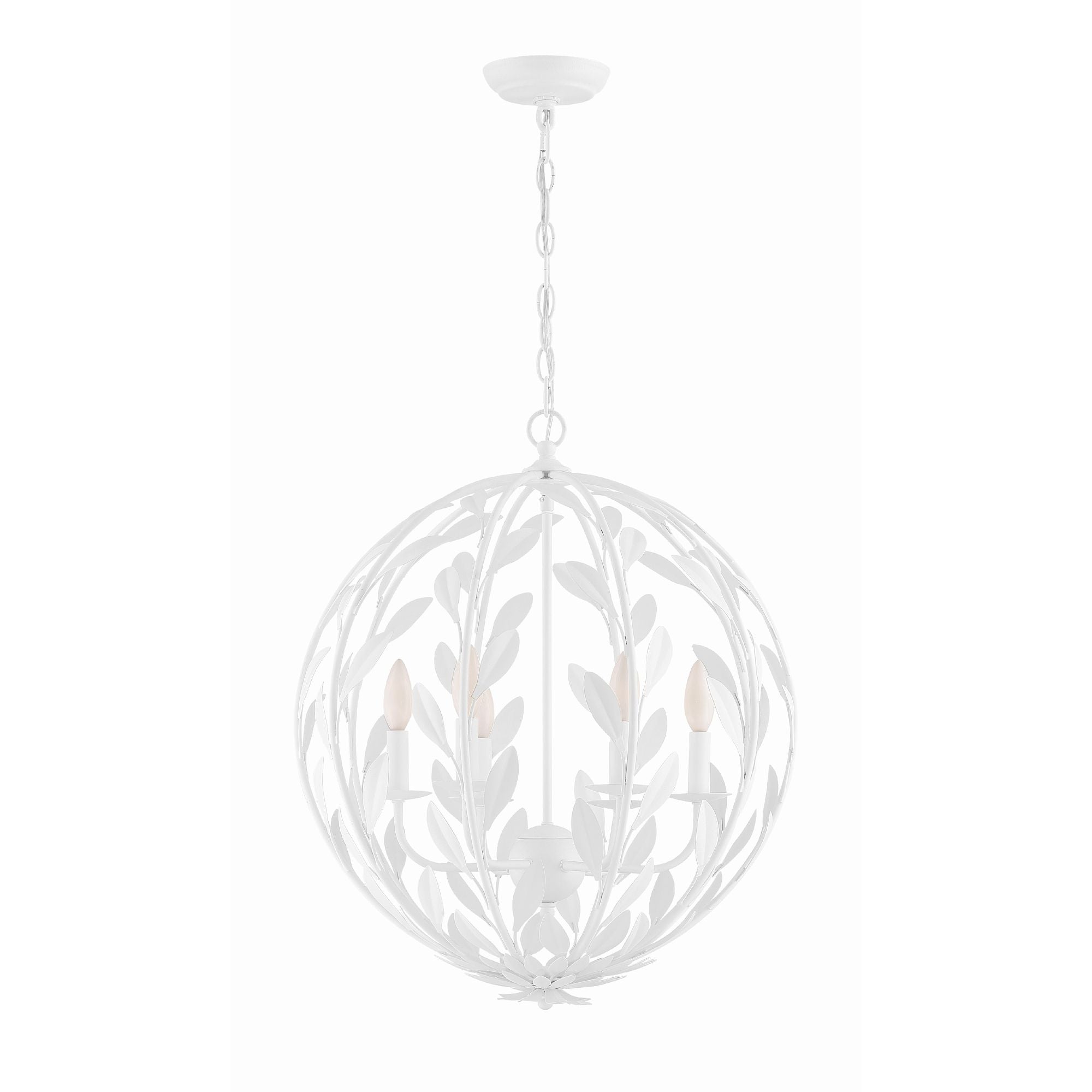 Broche 6 Light Matte White Chandelier 21"W x 24.5"H x 21"D
