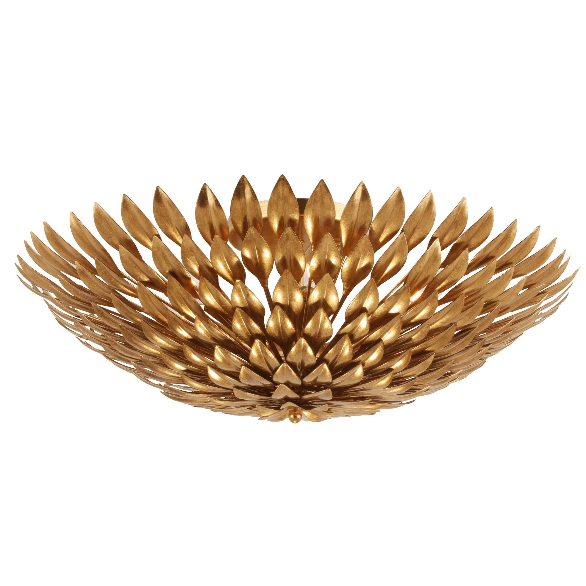 Broche 6 Light Antique Gold Flush Mount 24"W x 9"H x 24"D