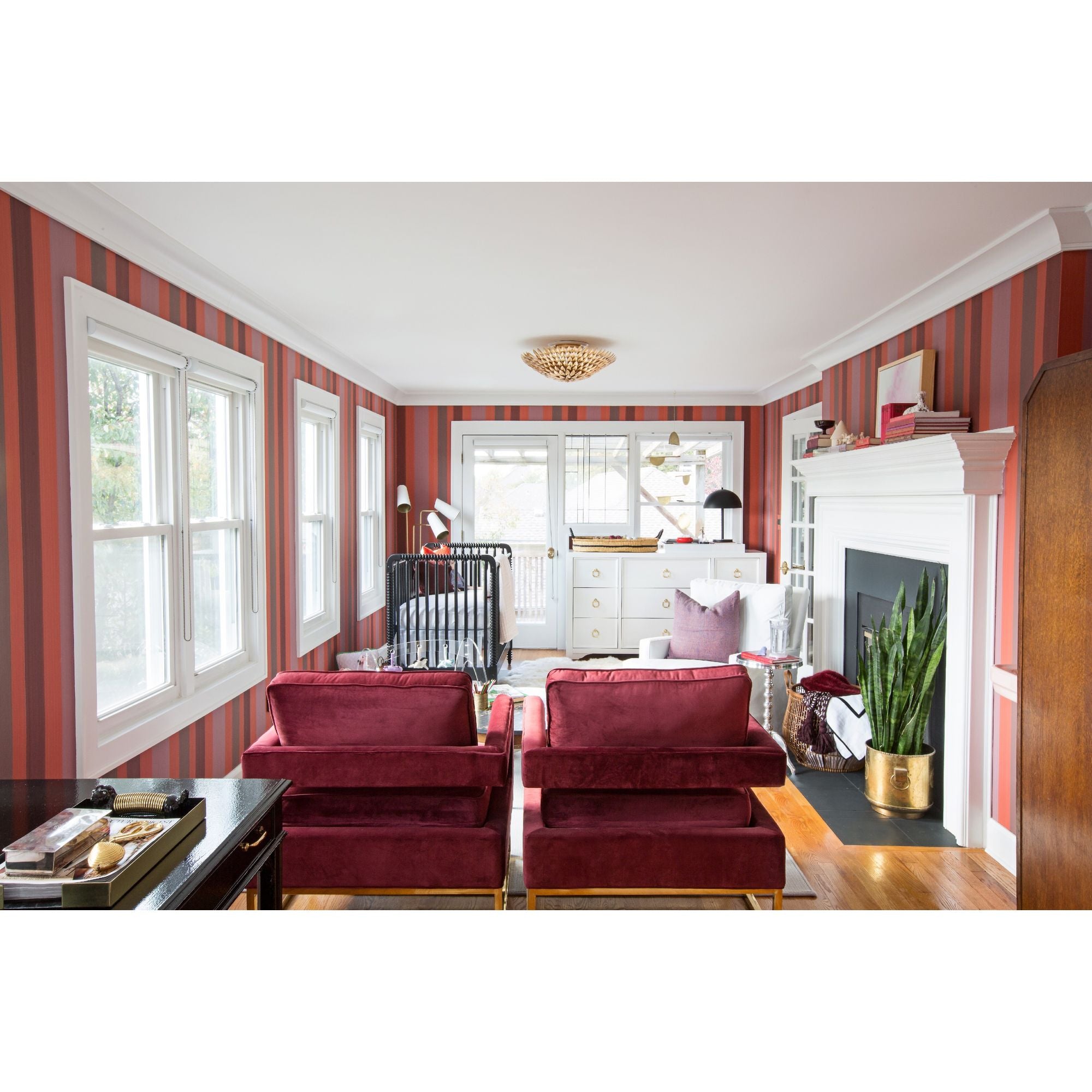 Broche 6 Light Antique Gold Flush Mount 24"W x 9"H x 24"D