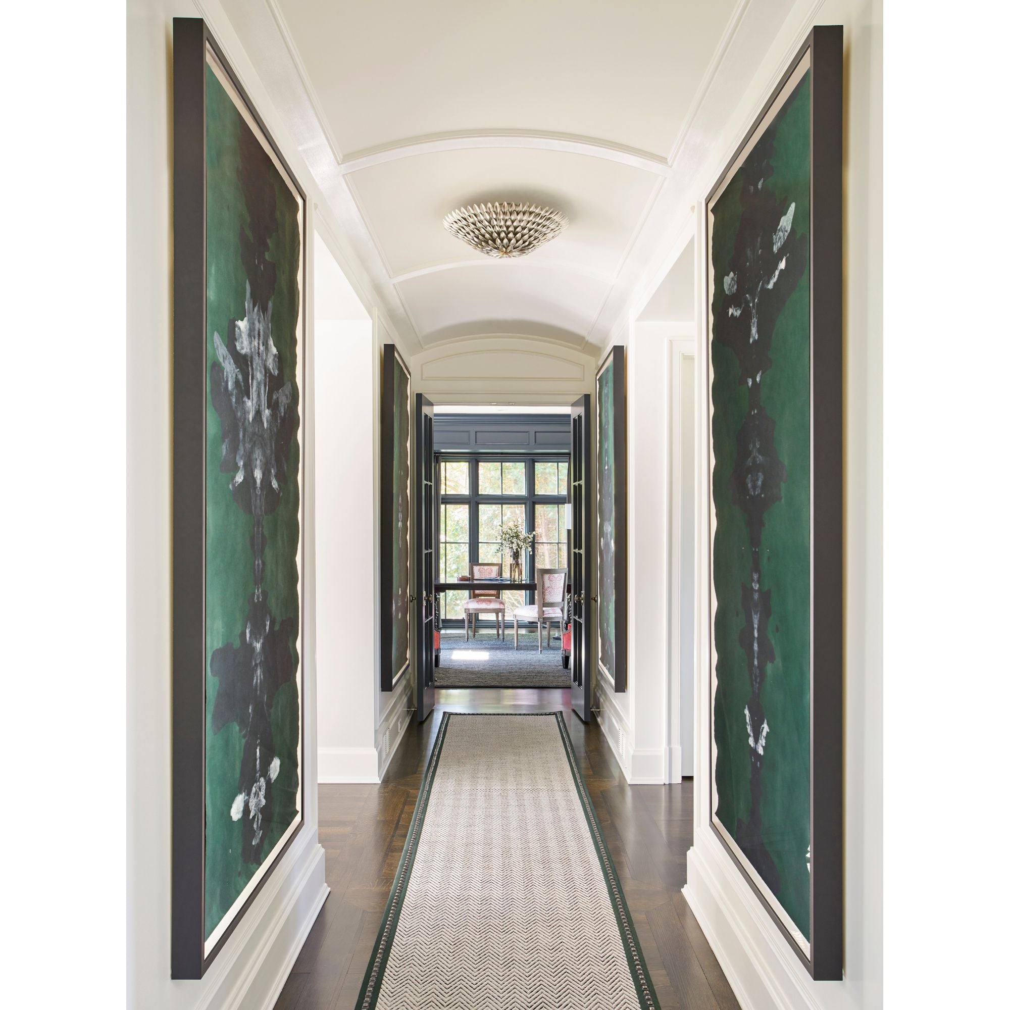 Broche 6 Light Antique Silver Flush Mount 24"W x 9"H x 24"D