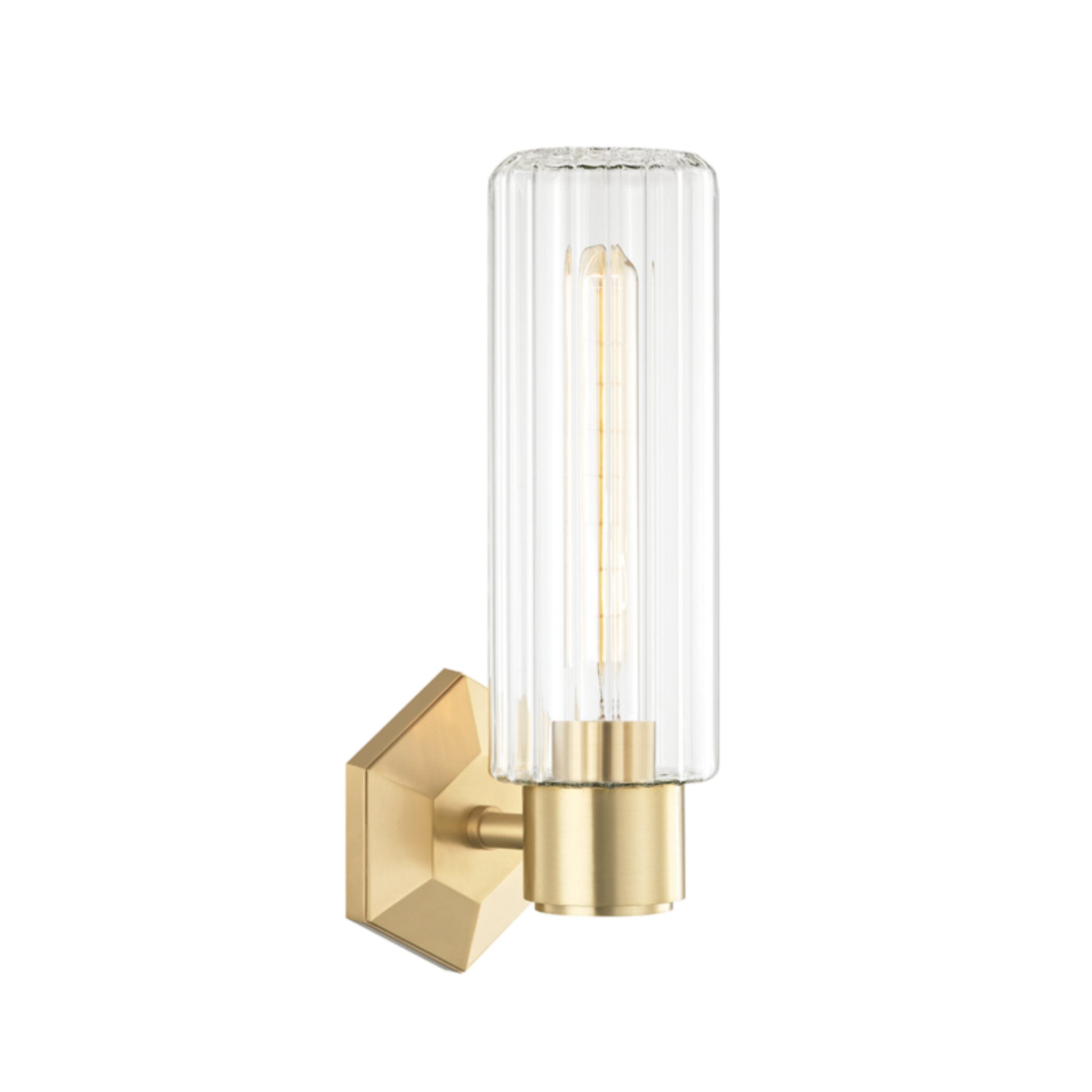 Roebling 1-Light Wall Sconce in Aged Brass 4.75L x 4.75W x 14.5H