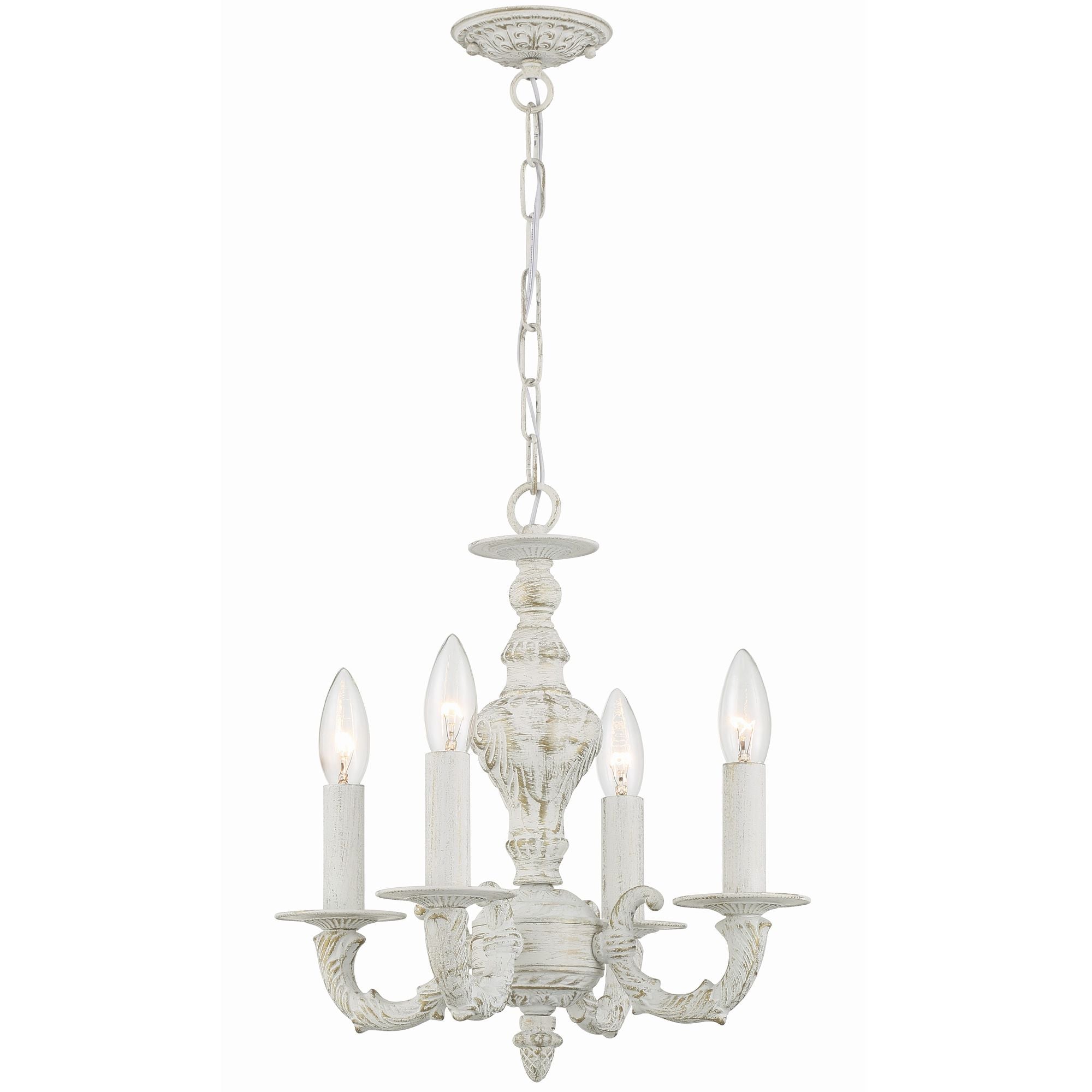 Paris Market 4 Light Antique White Mini Chandelier 13.5"W x 14"H x 13.5"D