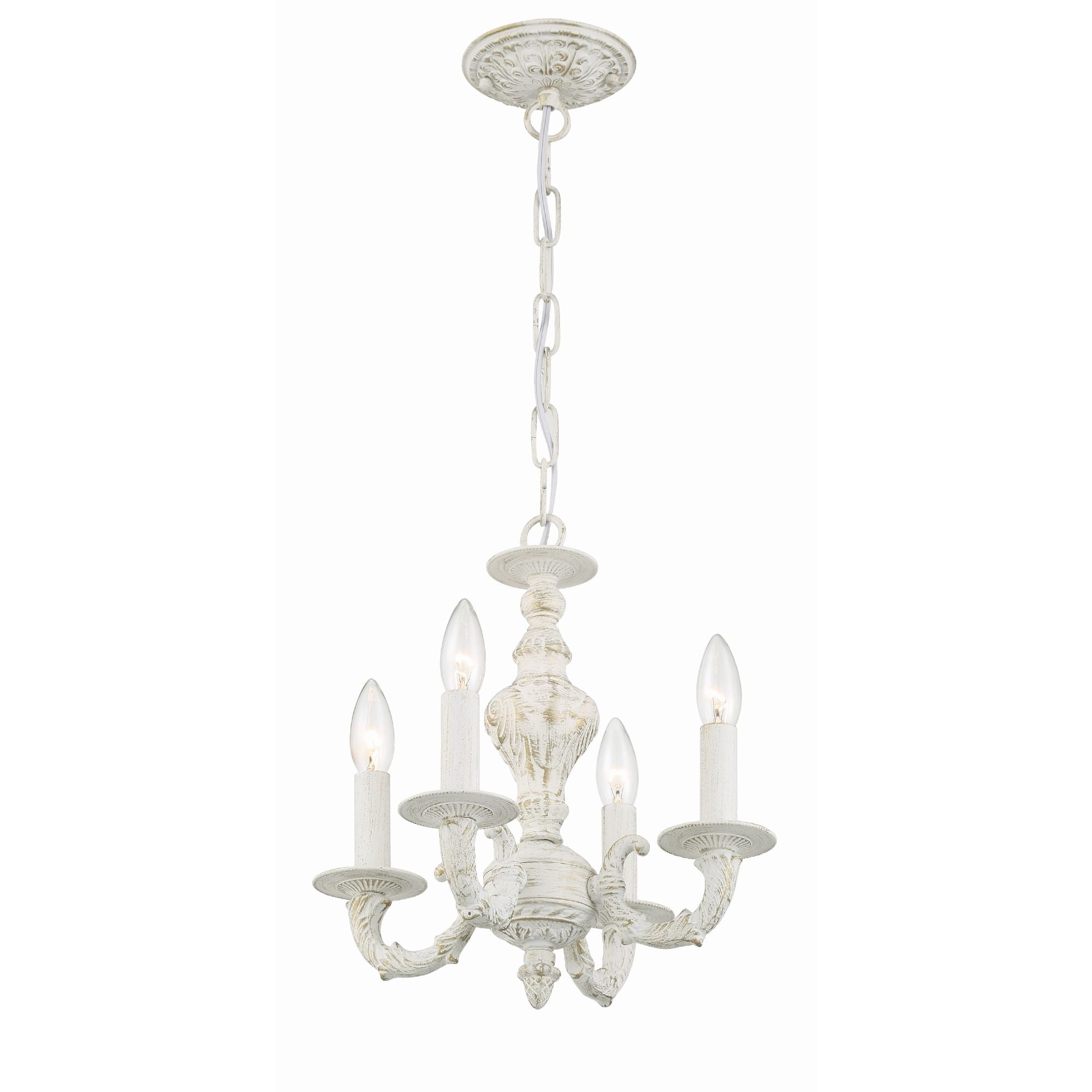 Paris Market 4 Light Antique White Mini Chandelier 13.5"W x 14"H x 13.5"D
