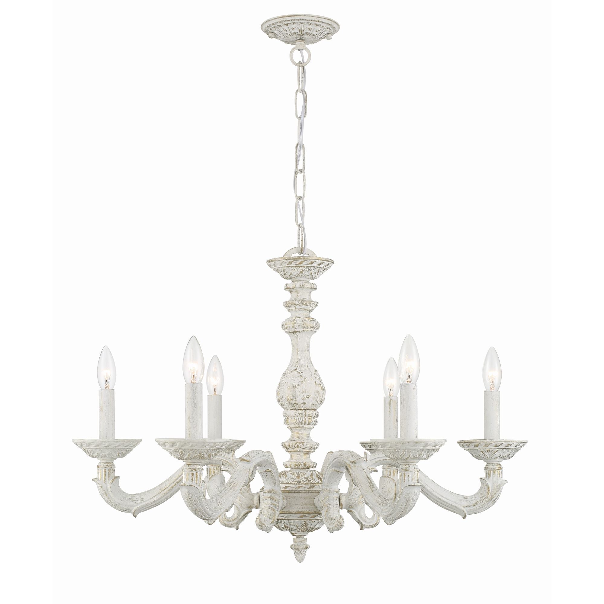 Paris Market 6 Light Antique White Chandelier 28"W x 21"H x 28"D