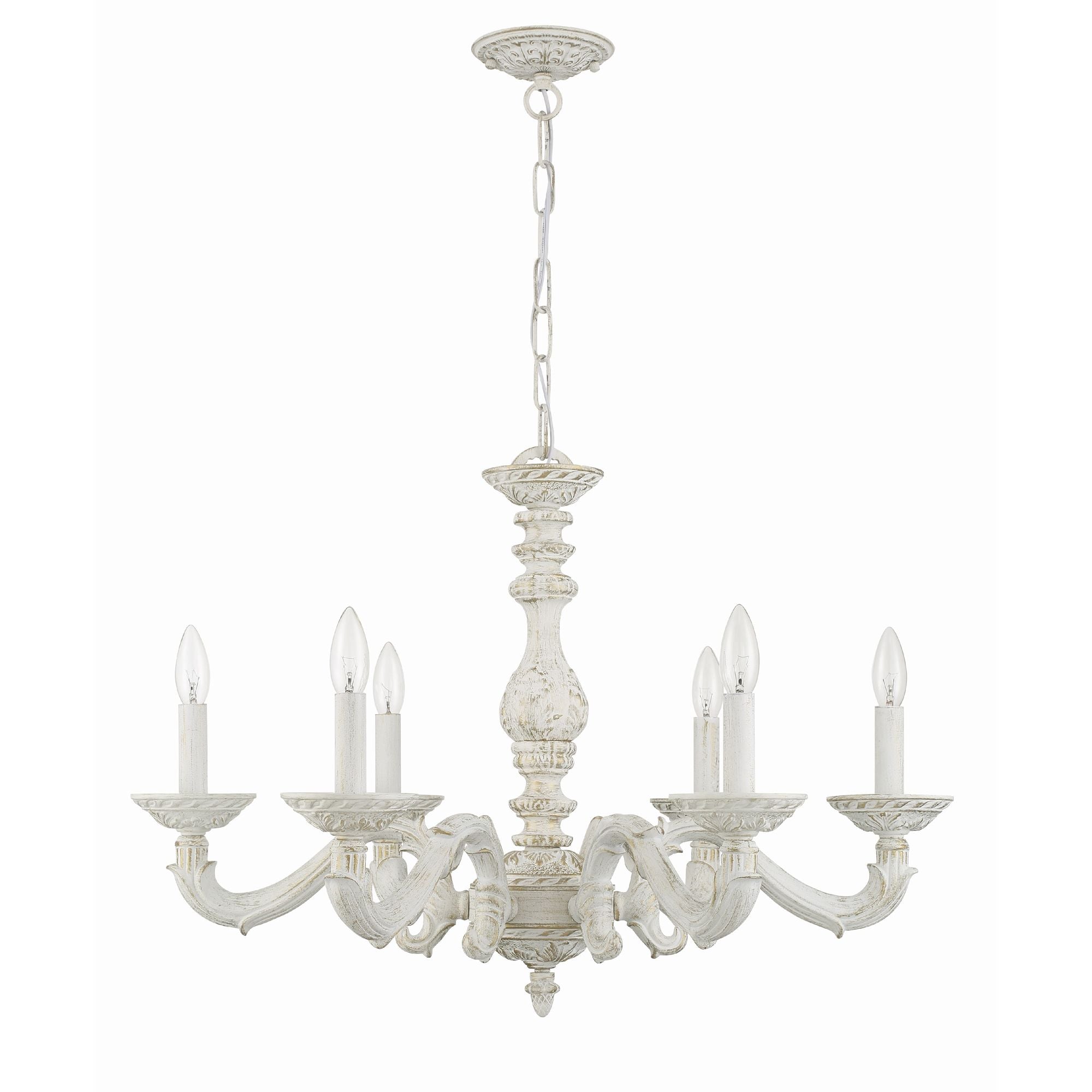 Paris Market 6 Light Antique White Chandelier 28"W x 21"H x 28"D