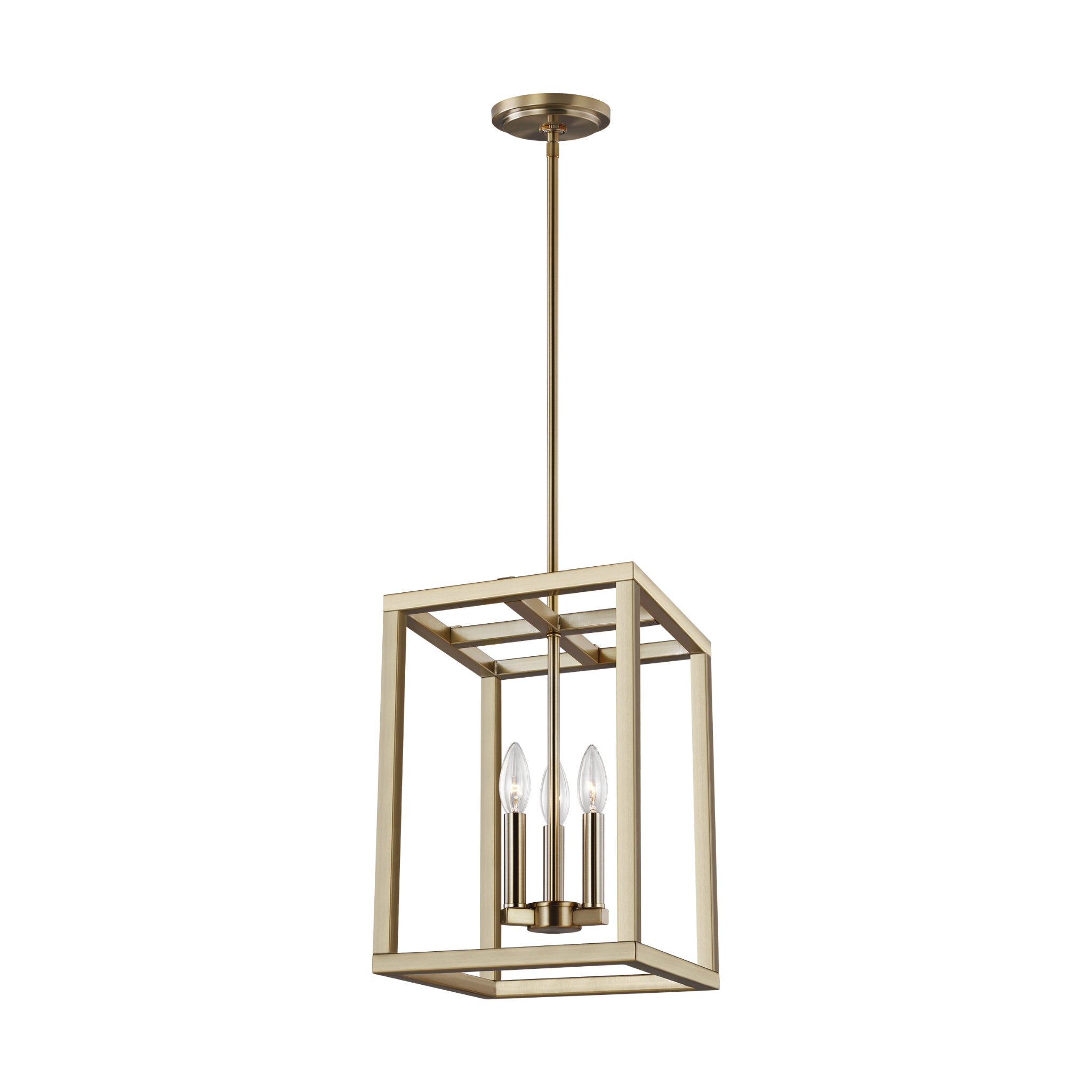 Moffet Street Small Three Light Hall / Foyer Transitional Pendant 10.5" Width 15" Height Steel in Satin Brass
