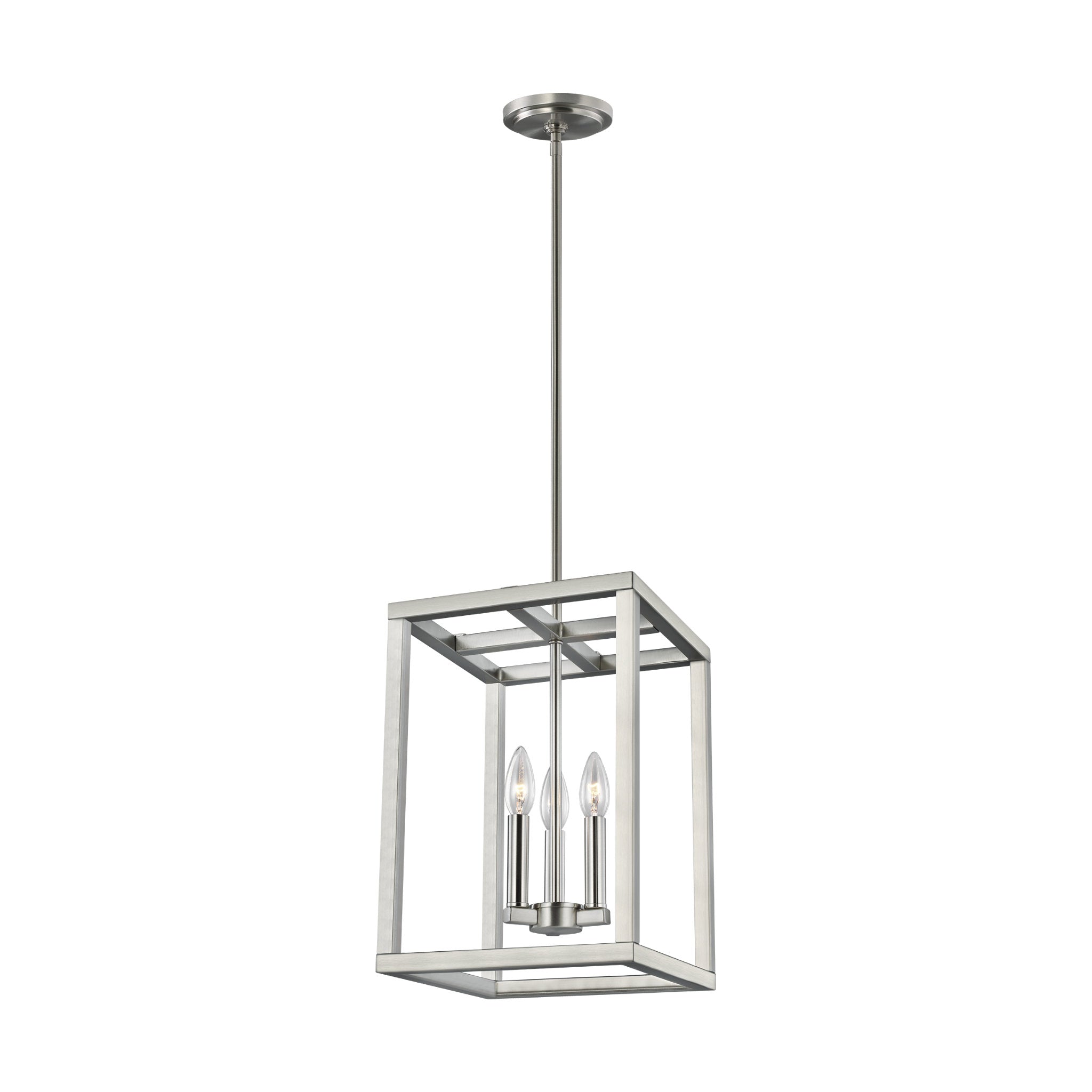 Moffet Street Small Three Light Hall / Foyer Transitional Pendant 10.5" Width 15" Height Steel in Brushed Nickel