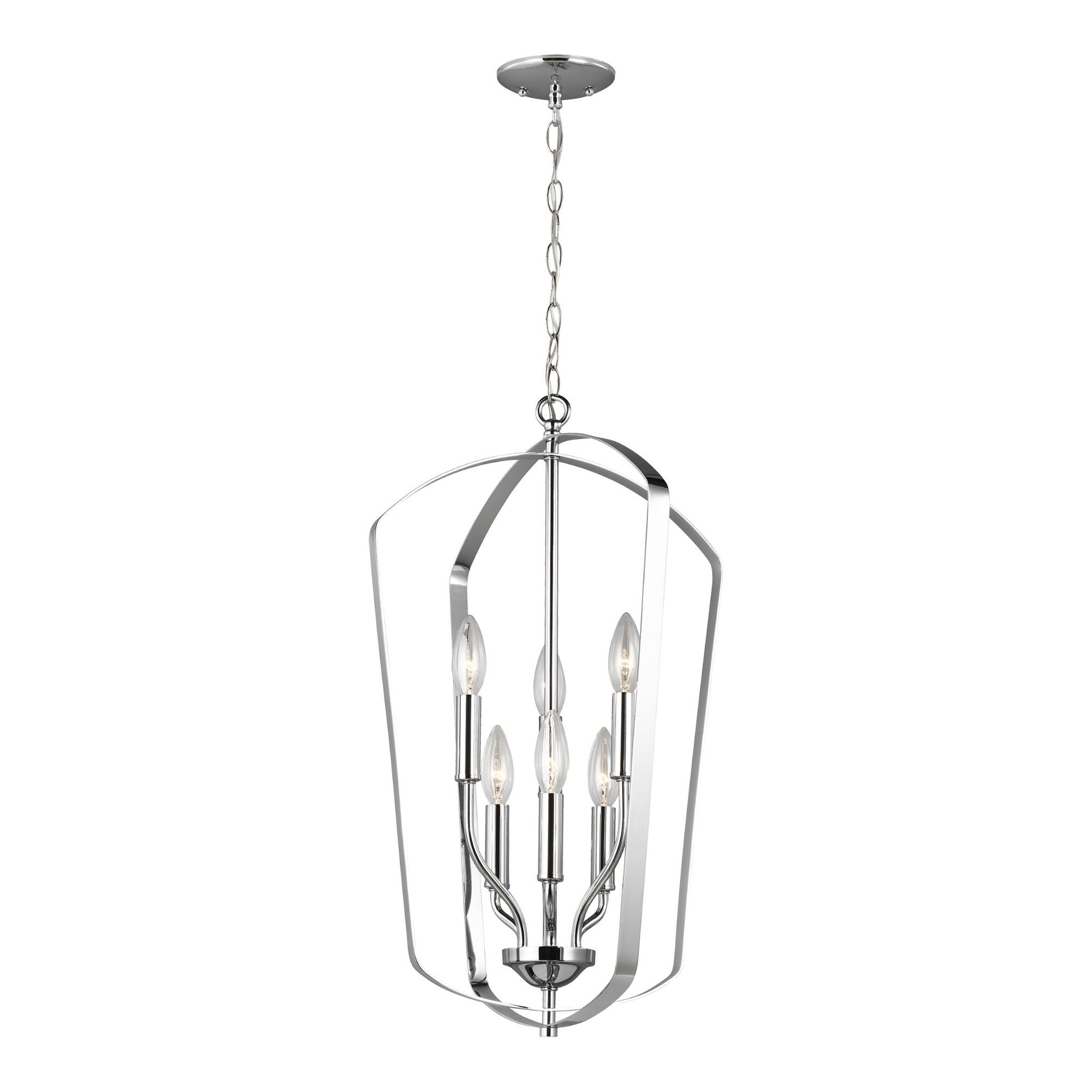 Romee Medium Six Light Hall / Foyer LED Transitional Pendant 23.375" Height Steel in Chrome