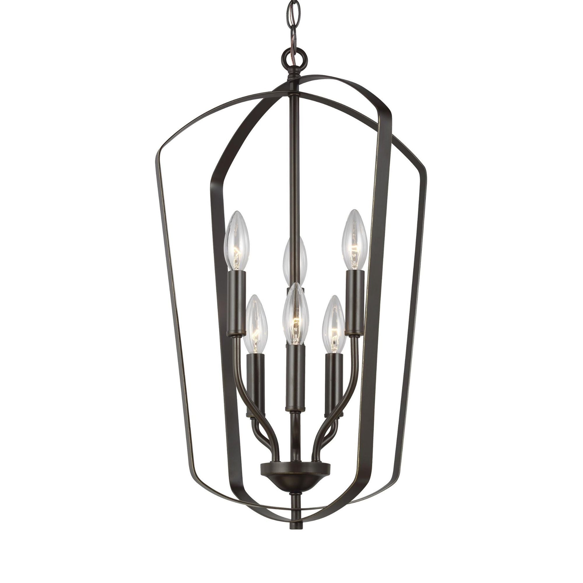 Romee Medium Six Light Hall / Foyer LED Transitional Pendant 23.375" Height Steel in Bronze
