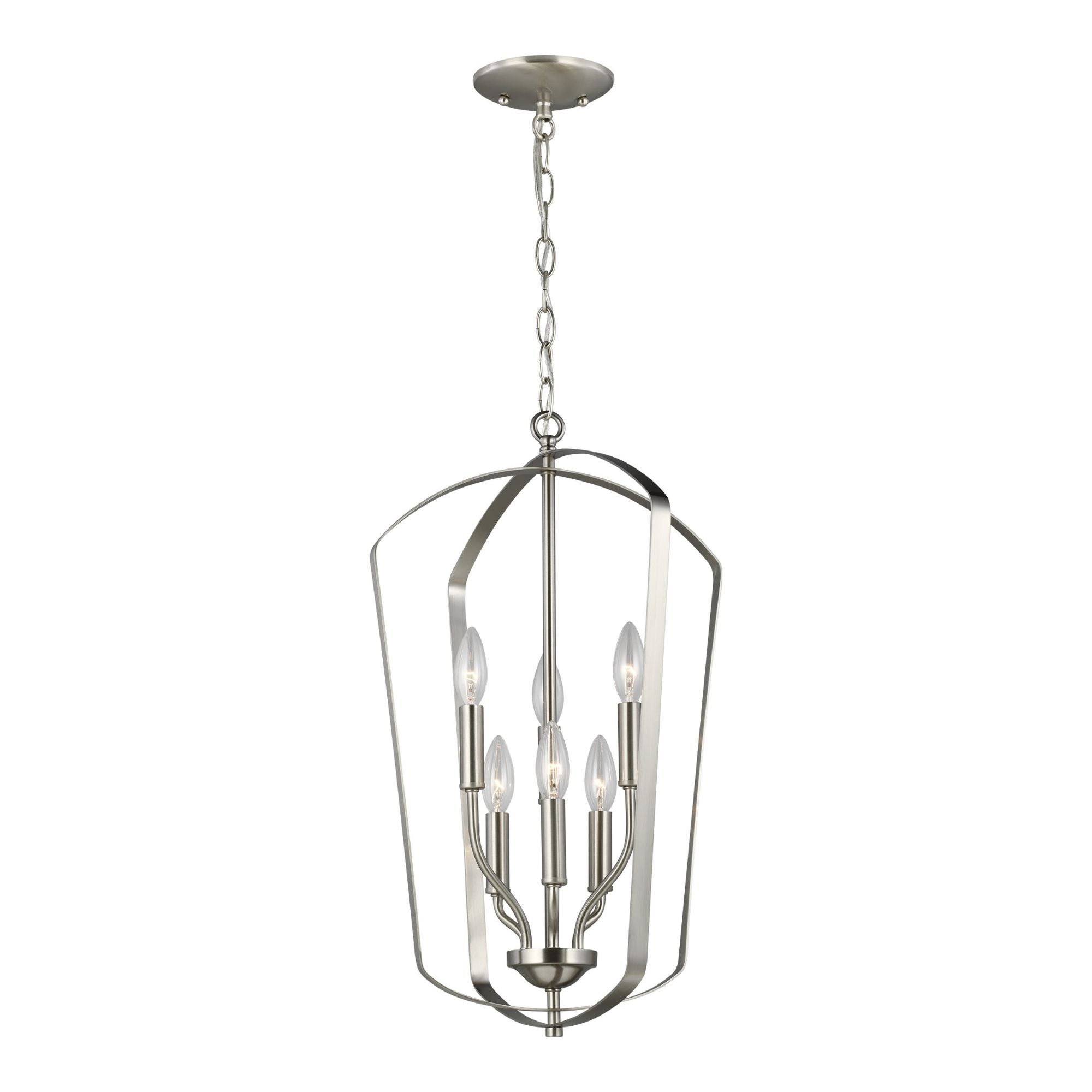 Romee Medium Six Light Hall / Foyer LED Transitional Pendant 23.375" Height Steel in Brushed Nickel