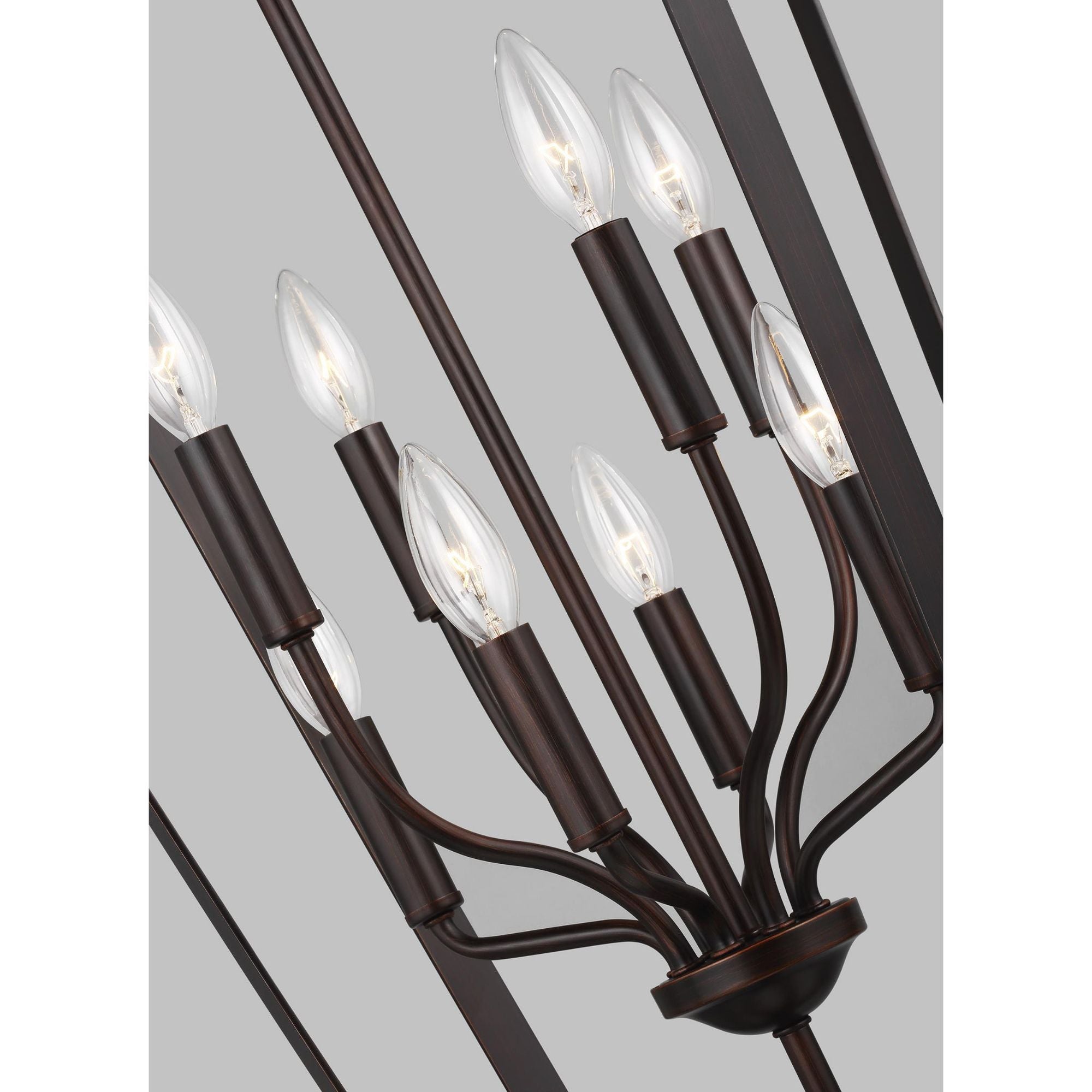 Romee Large Eight Light Hall / Foyer LED Transitional Pendant 30" Height Steel in Bronze
