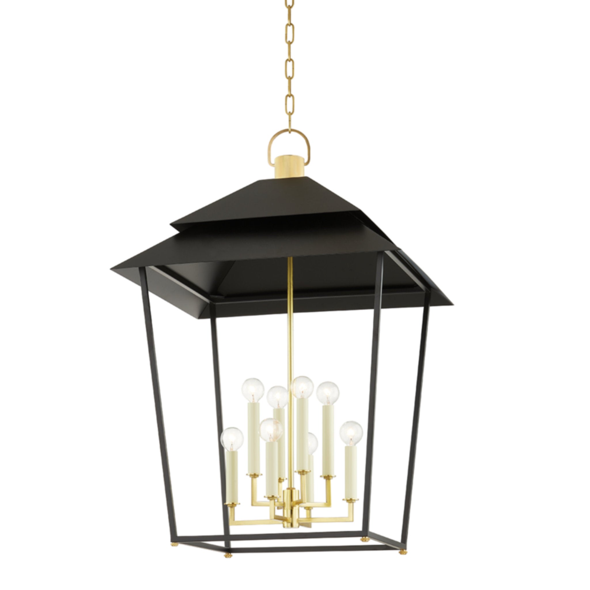 Natick 8-Light Lantern in Aged Brass 24L x 24W x 36H