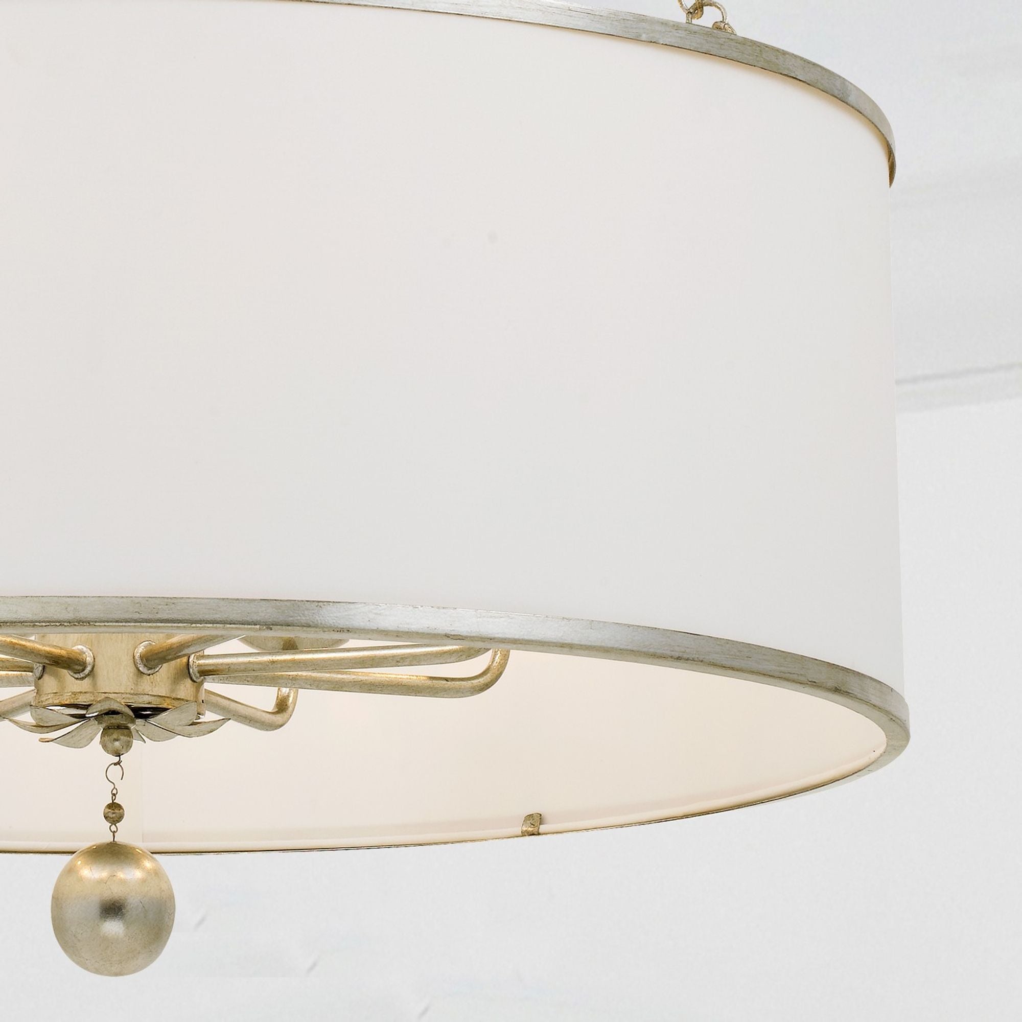 Broche 8 Light Antique Silver Chandelier Silk Shade 29"W x 33.5"H x 29"D