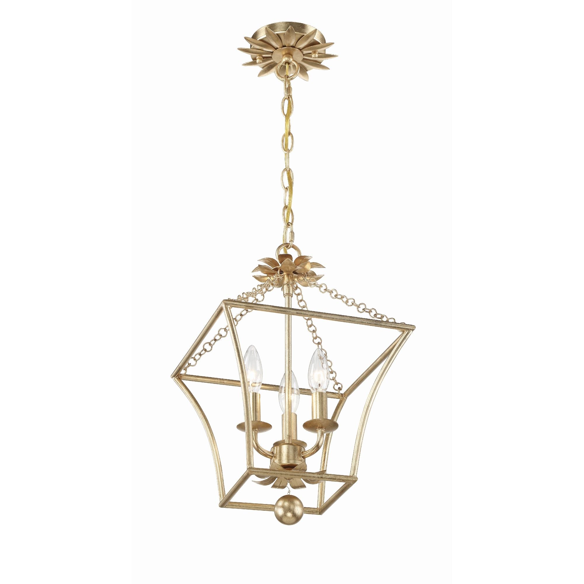 Broche 4 Light Antique Gold Lantern Chandelier 16"W x 22.5"H x 16"D