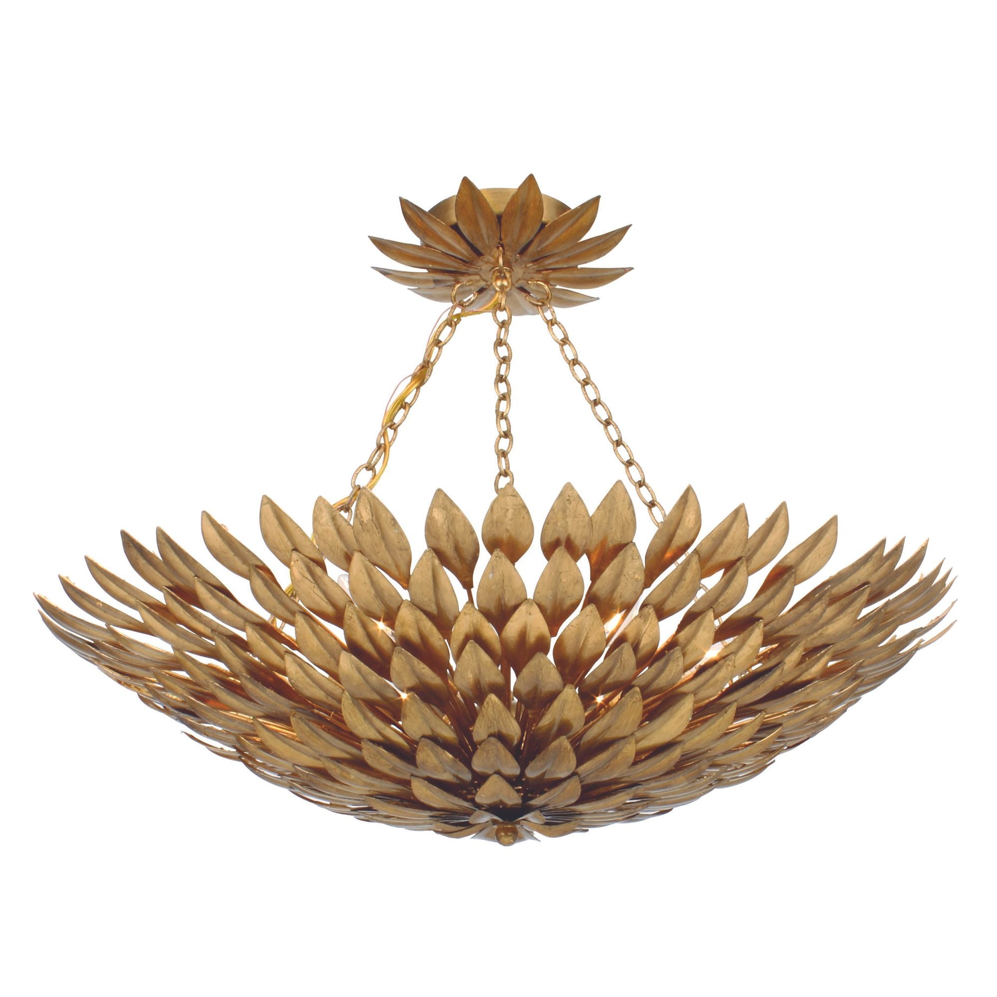 Broche 6 Light Antique Gold Leaf Chandelier 24.5"W x 11"H x 24.5"D