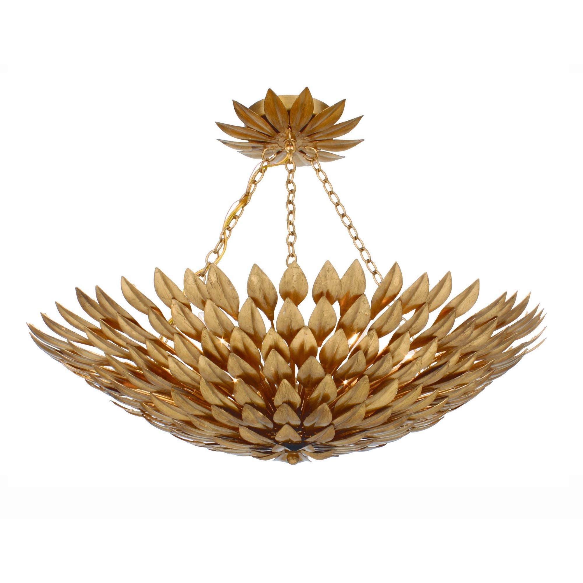 Broche 6 Light Antique Gold Semi Flush Mount 24.5"W x 11"H x 24.5"D