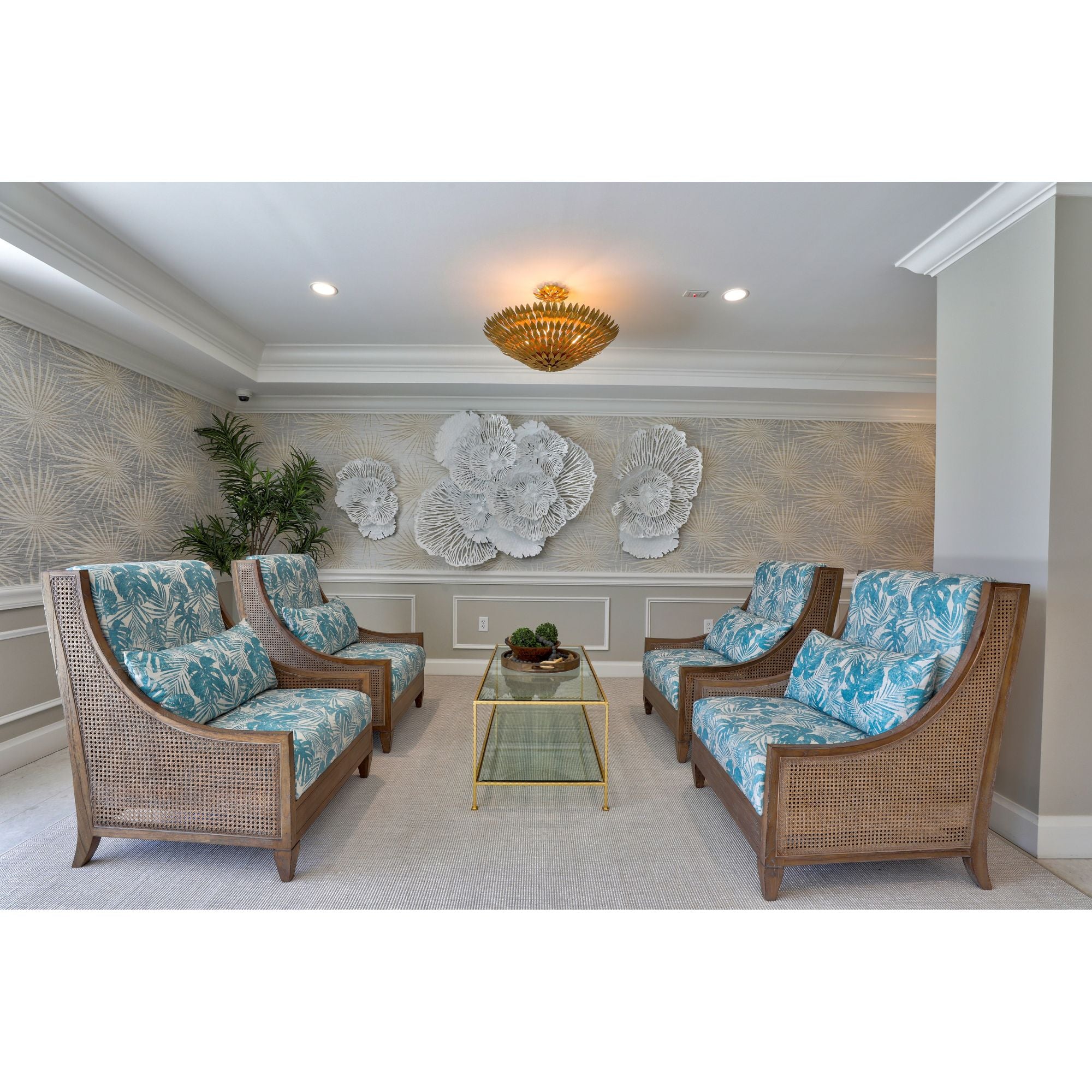 Broche 6 Light Antique Gold Leaf Chandelier 24.5"W x 11"H x 24.5"D