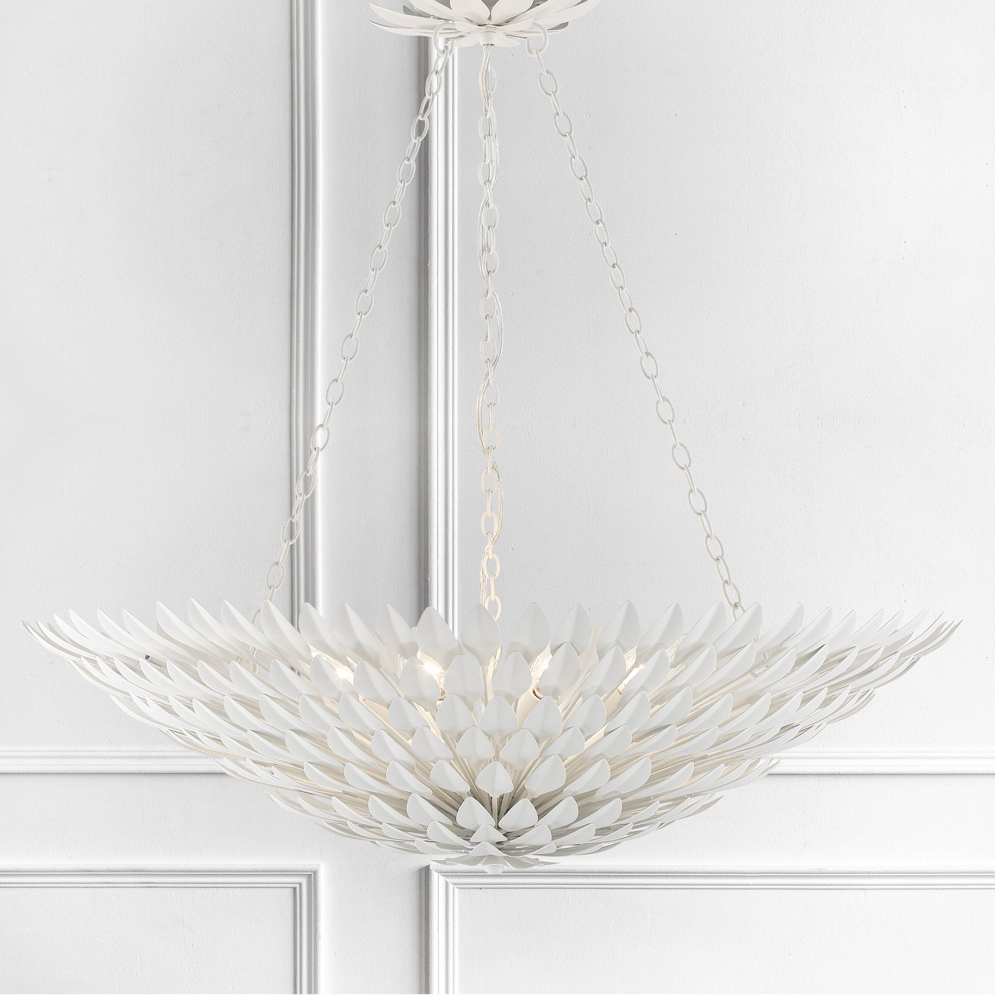Broche 8 Light Matte White Chandelier 30"W x 12"H x 30"D