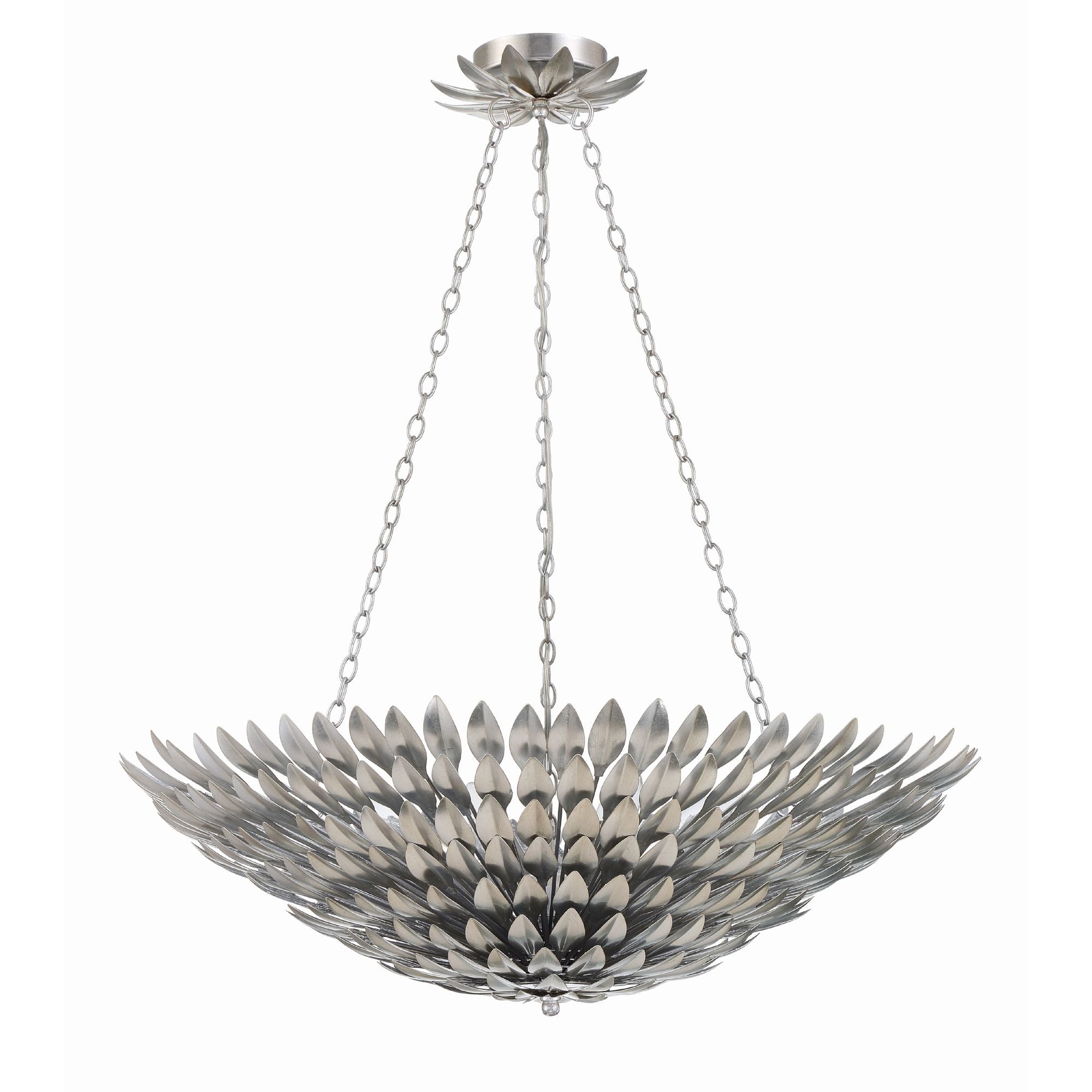 Broche 8 Light Antique Silver Chandelier 30"W x 12"H x 30"D