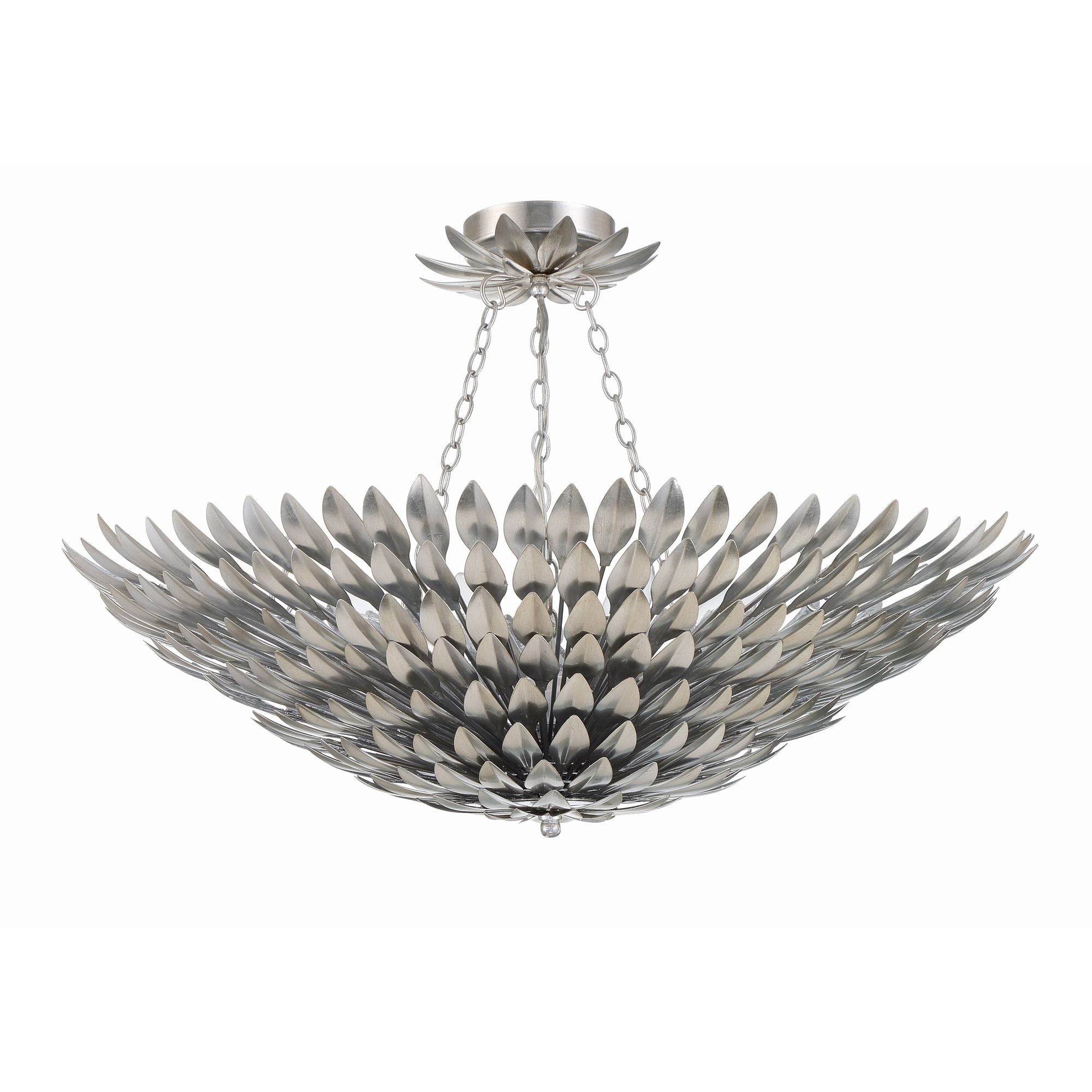 Broche 8 Light Antique Silver Semi Flush Mount 30"W x 12"H x 30"D