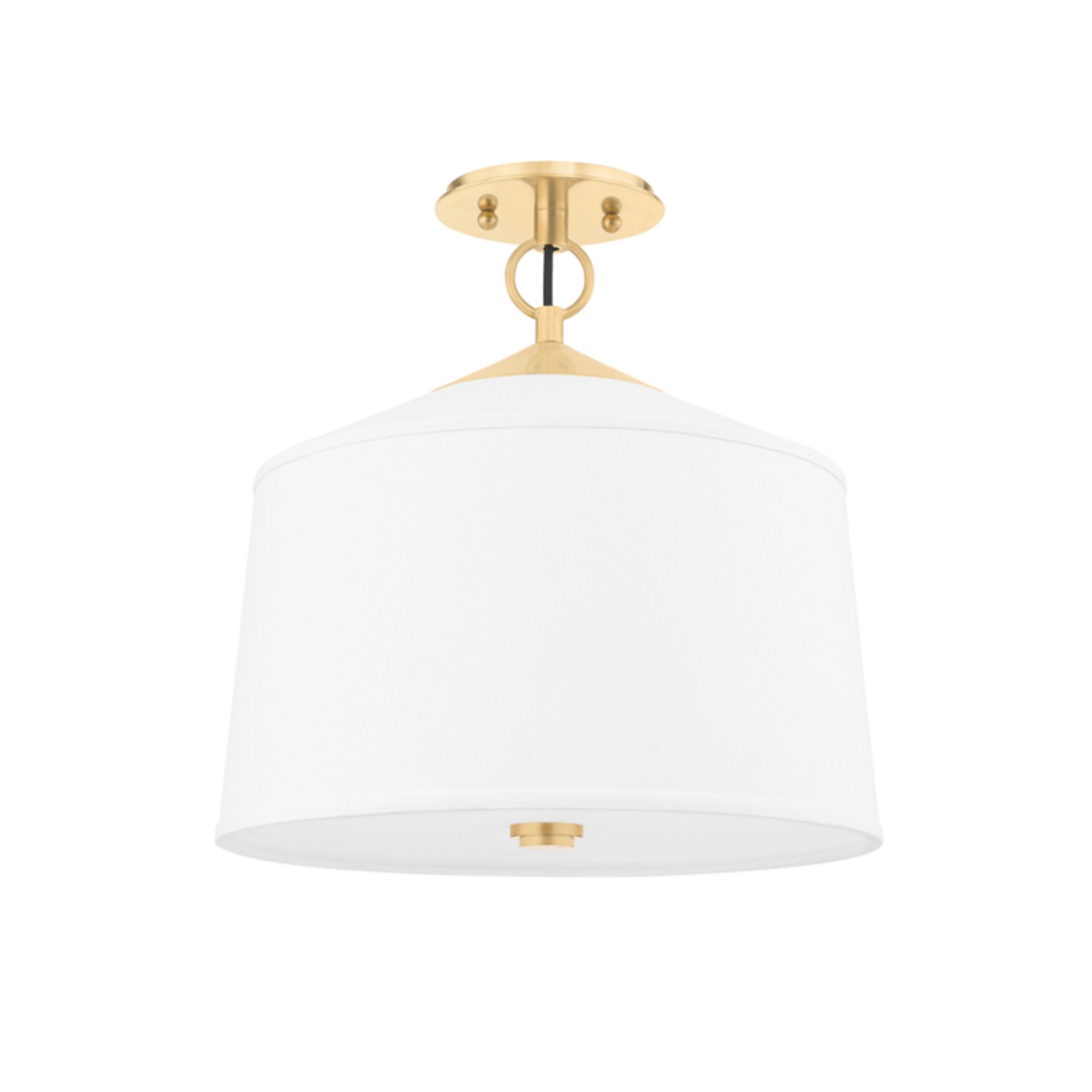 White Plains 1-Light Semi Flush in Aged Brass 14L x 14W x 14.75H