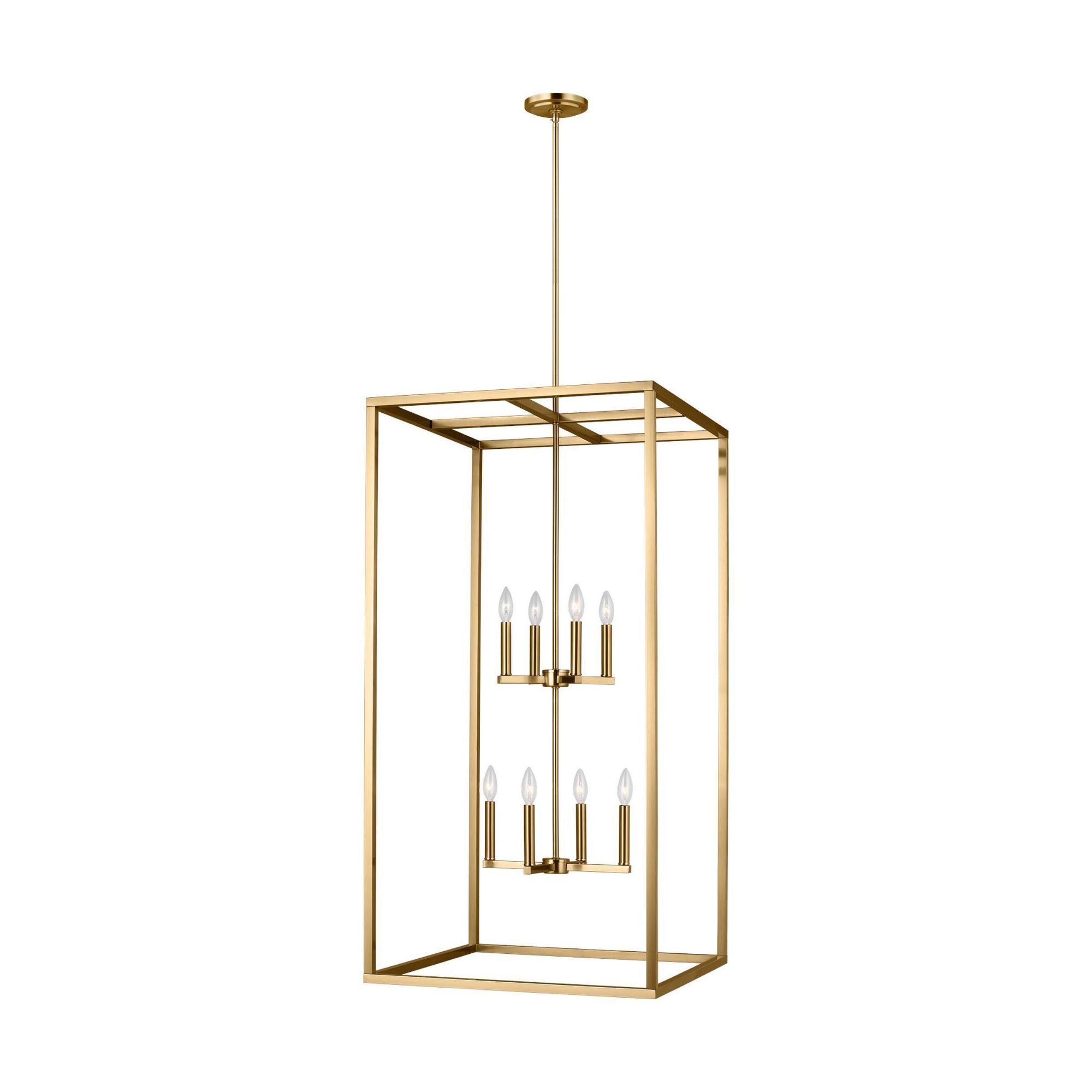 Moffet Street Extra Large Eight Light Hall / Foyer LED Transitional Pendant 23.5" Width 46" Height Steel in Satin Brass